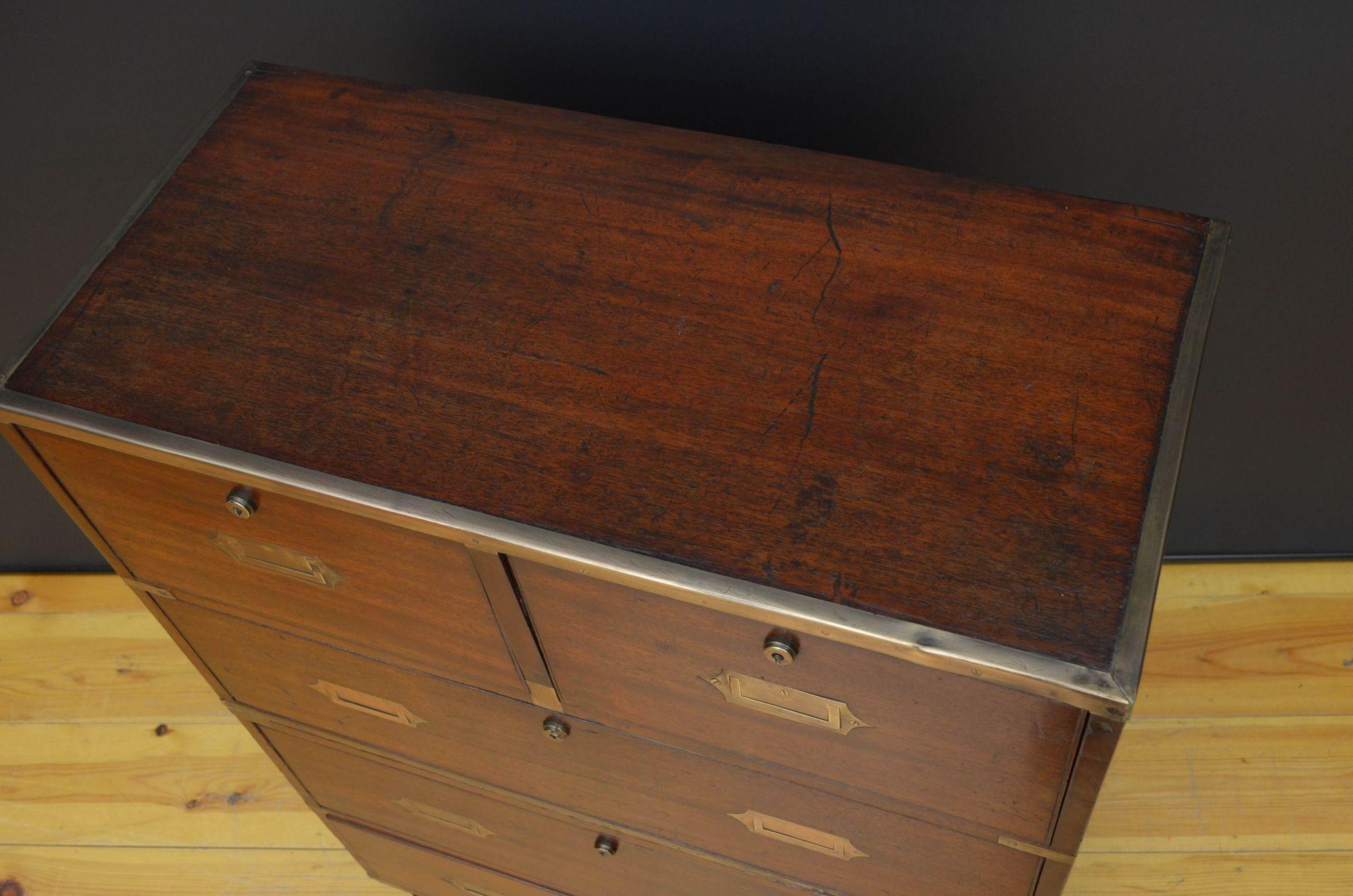 19th Century Teak Military Chest of Narrow Proportions 1