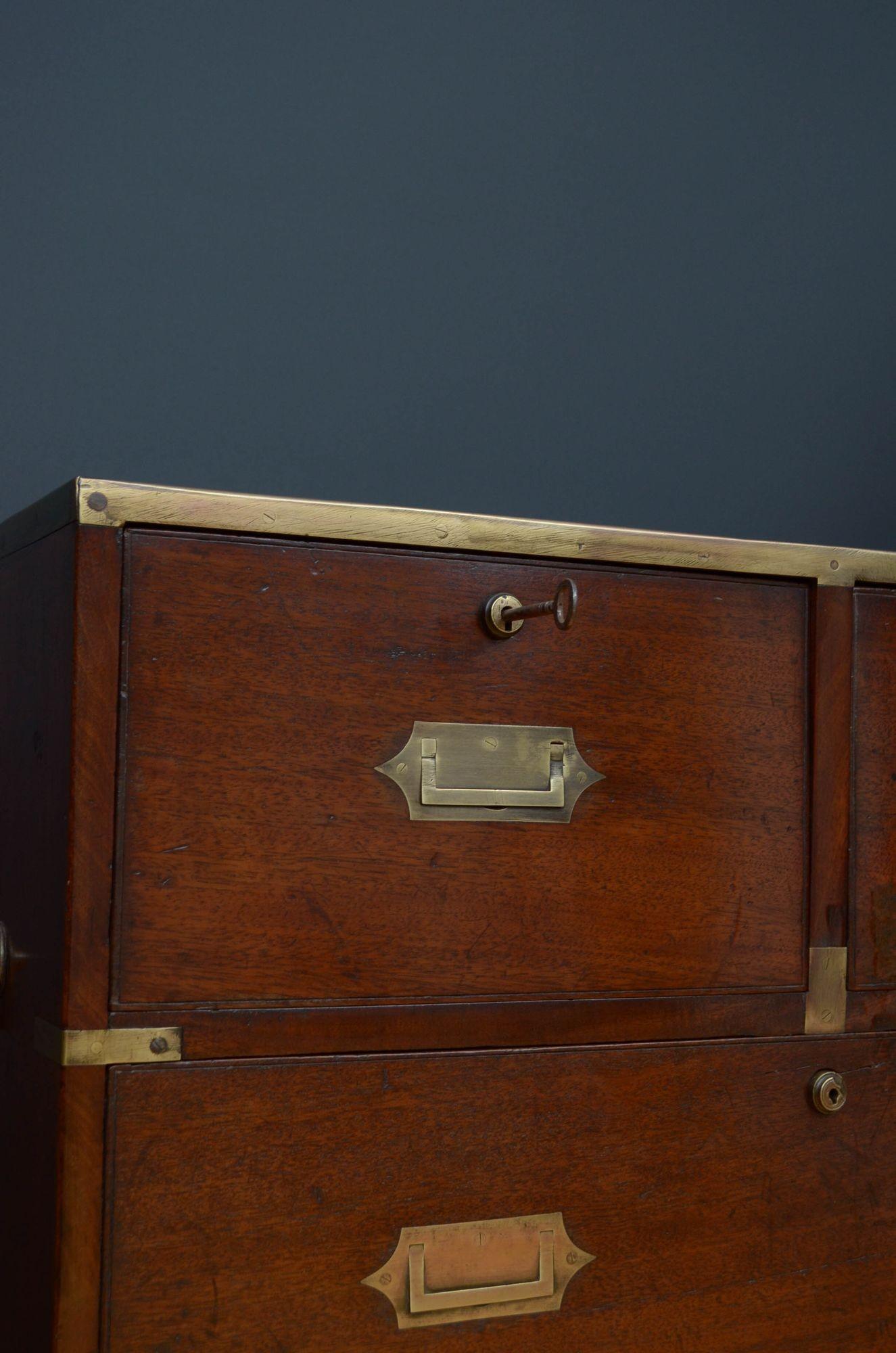 19th Century Teak Military Chest of Narrow Proportions 3