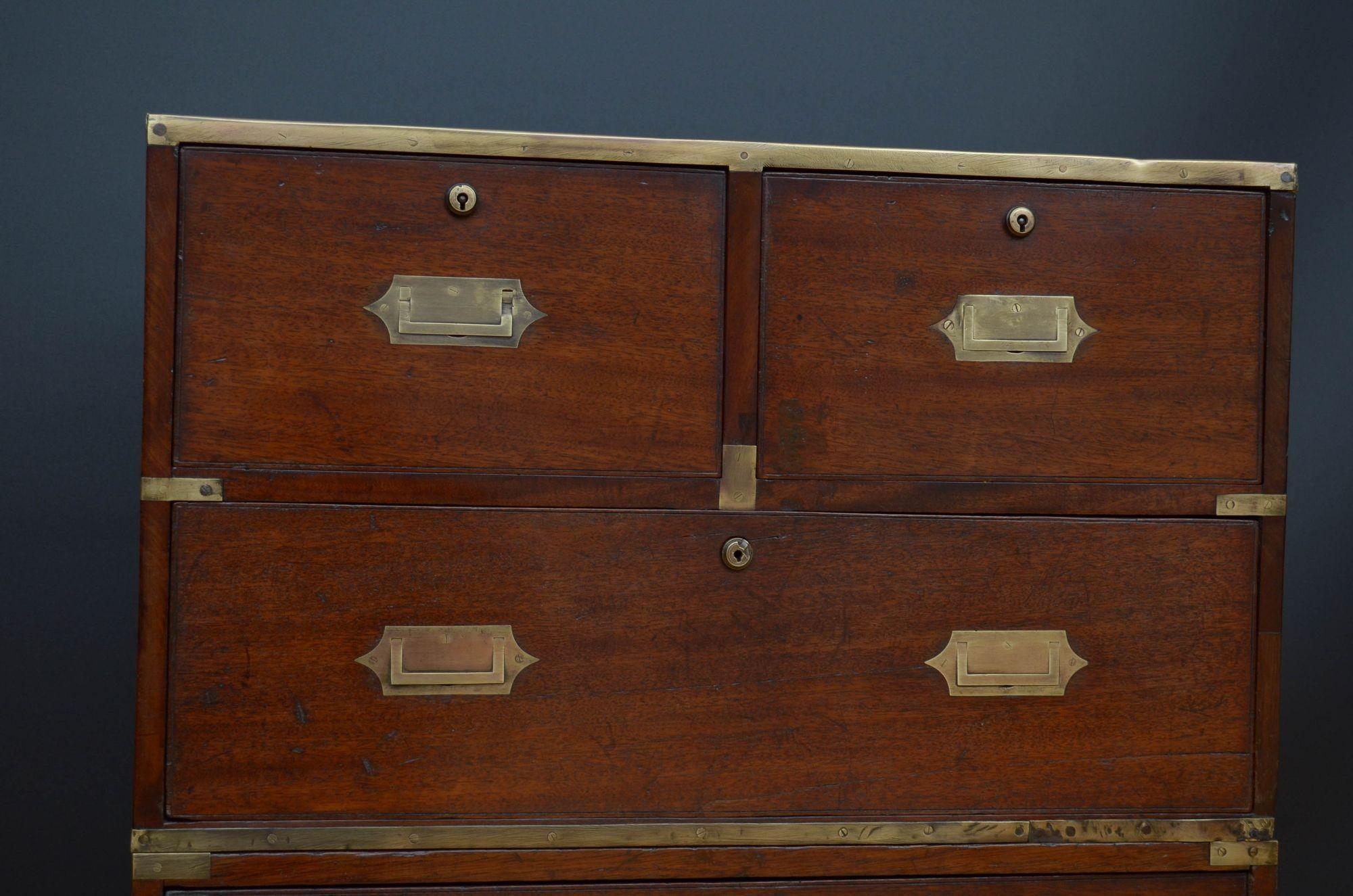 19th Century Teak Military Chest of Narrow Proportions 4