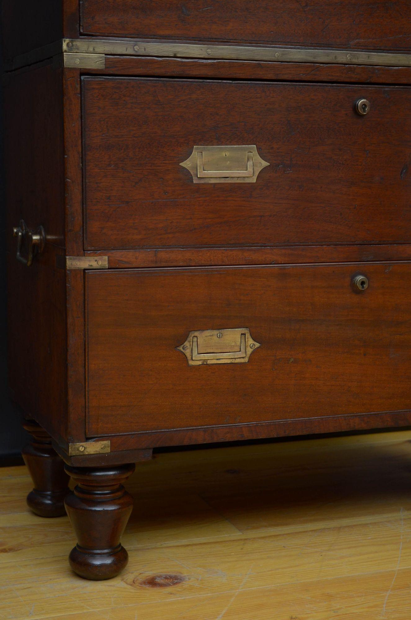 19th Century Teak Military Chest of Narrow Proportions 6