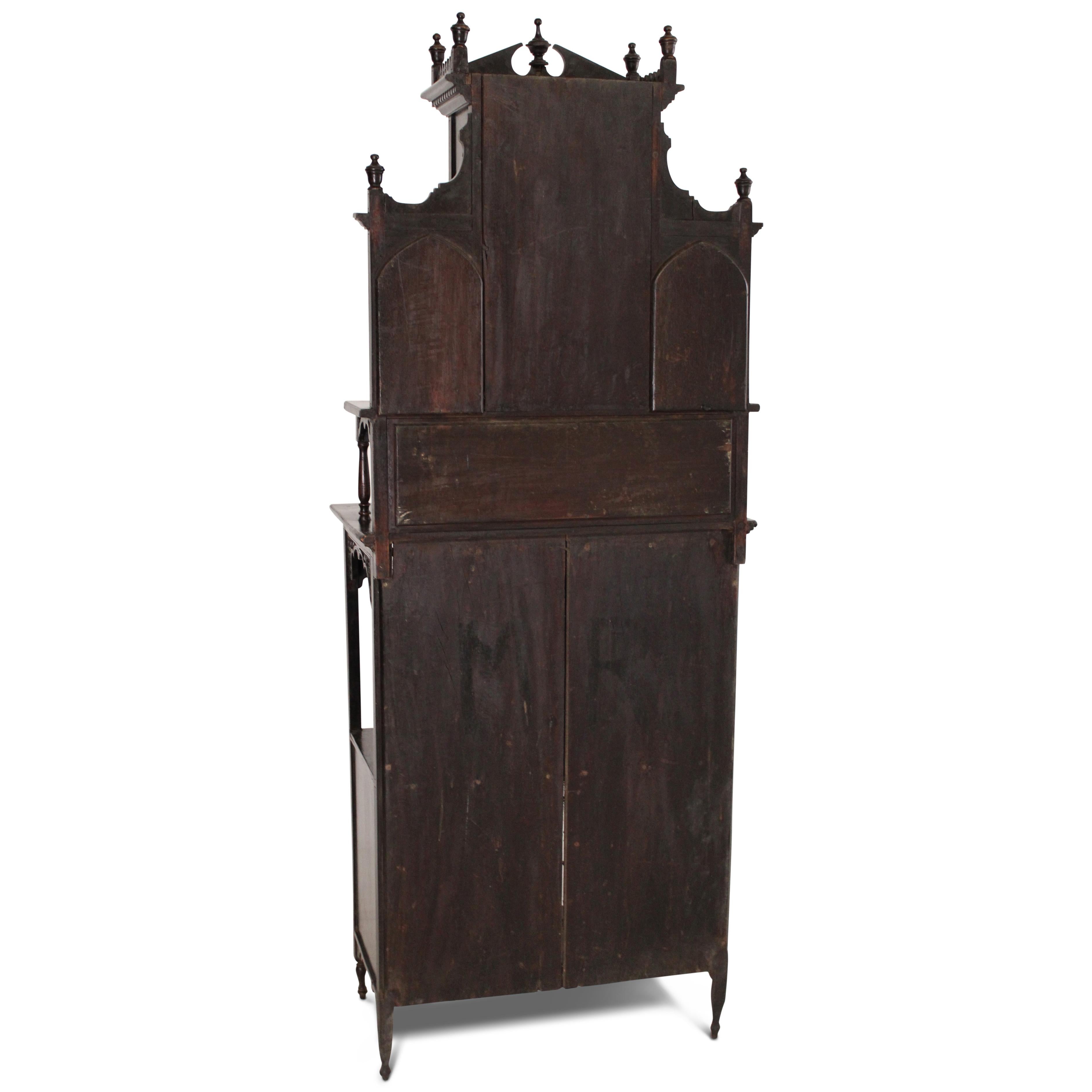 Fanciful 19th Century Teak Cabinet From an Indian Palace In Fair Condition In West Hollywood, CA