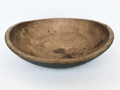 19th Century Teal-Gray Wooden Bowl
