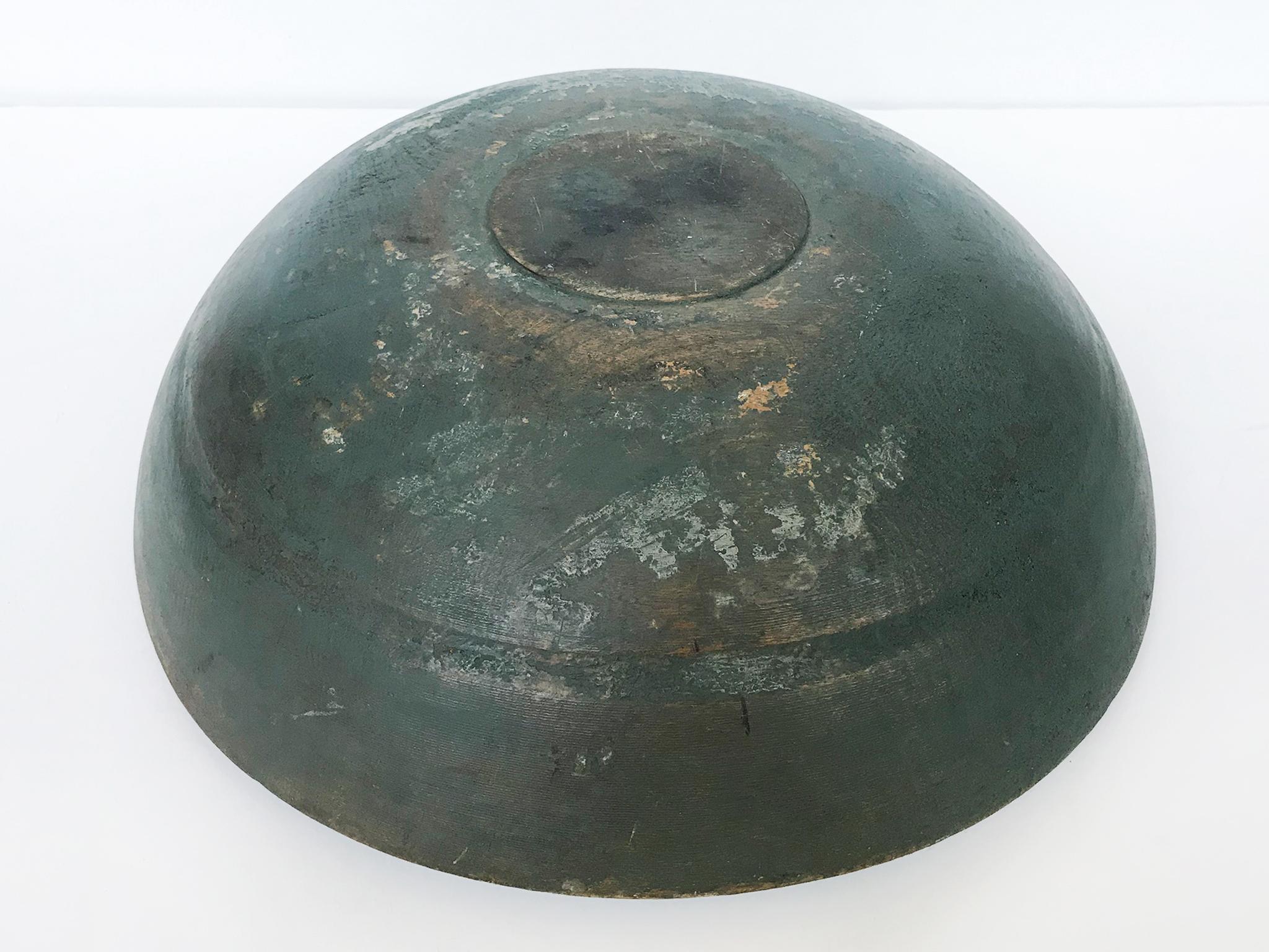 19th Century Teal-Gray Wooden Bowl 2