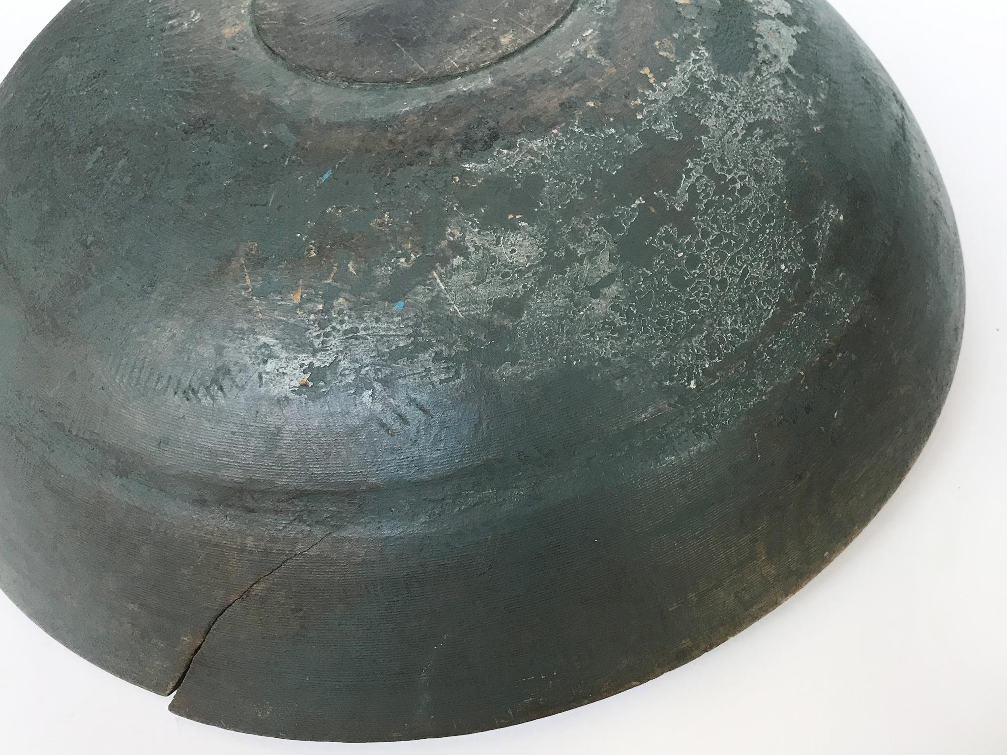 19th Century Teal-Gray Wooden Bowl 3