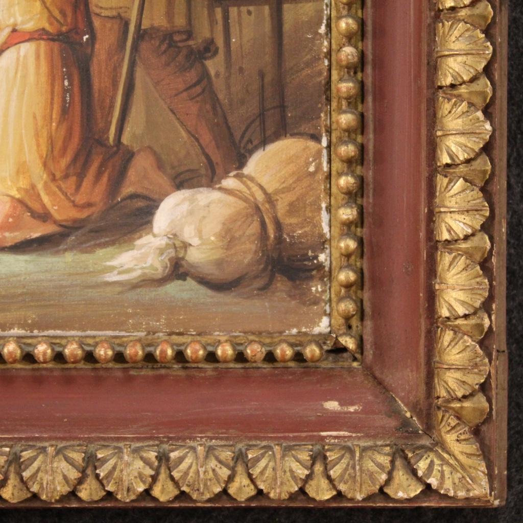 19th Century Tempera on Paper Italian Antique Religious Painting Adoration, 1850 For Sale 5