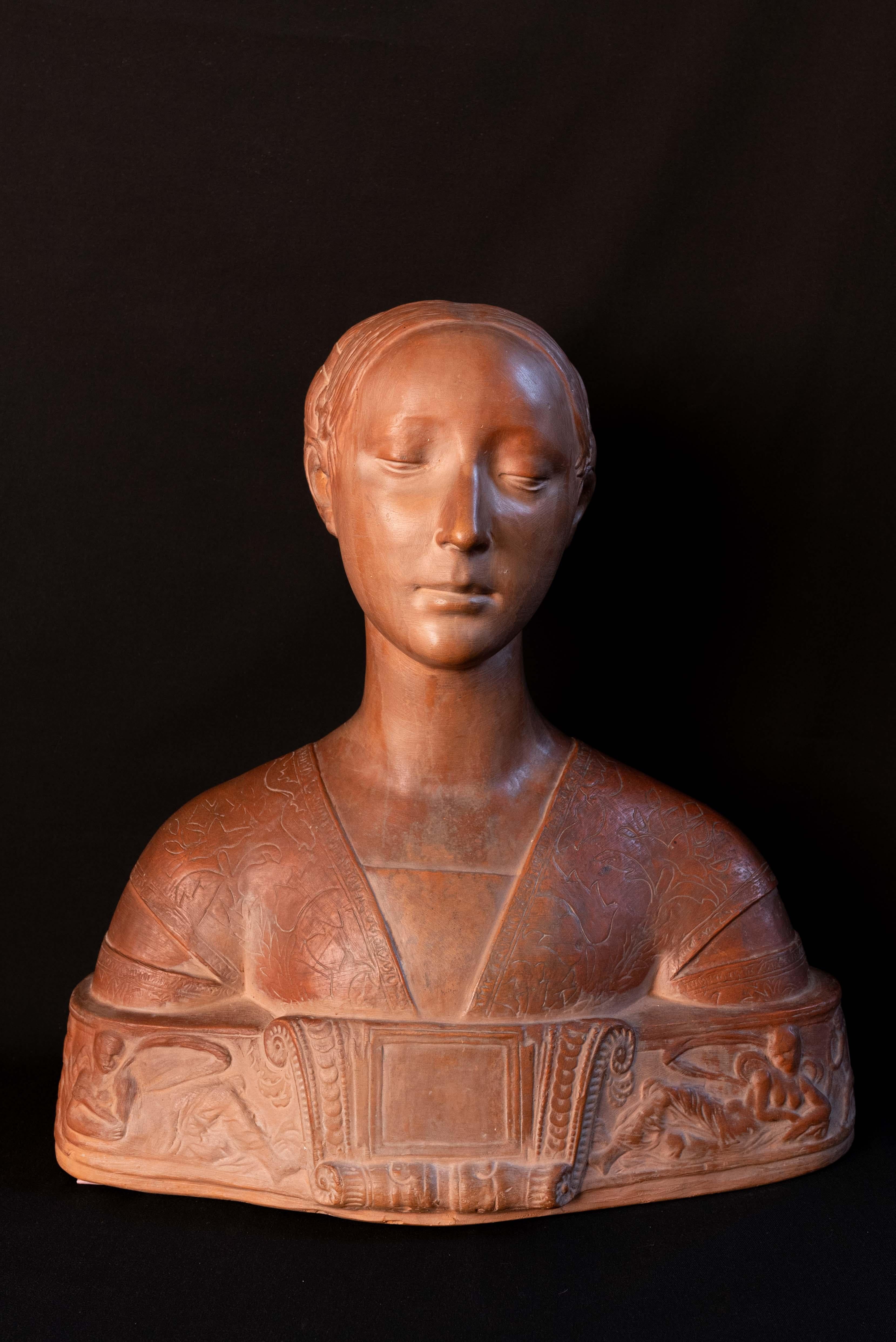 Terra cotta buste of Princess Ippolita Maria Sforza (Italy) – mother of Isabella of Aragon, 19th century, based on the work of Francesco Laurana (15thcentury, Kroatia, real name Frane Vranjanin)