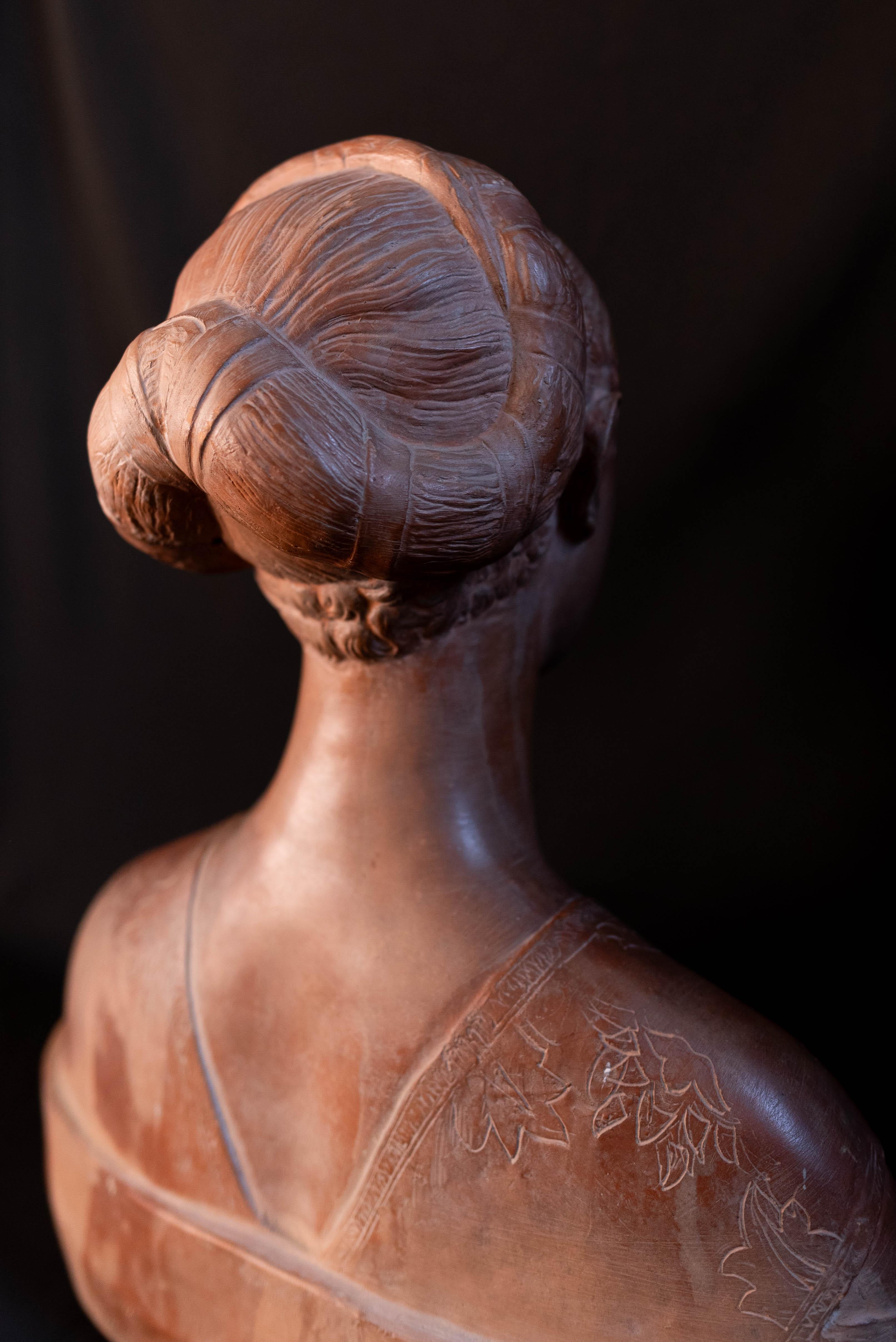 19th Century 19th century terra cotta buste of Princess Ippolita Maria Sforza (Italy)