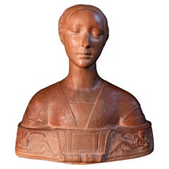 Busto in terracotta del XIX secolo della Principessa Ippolita Maria Sforza (Italia)