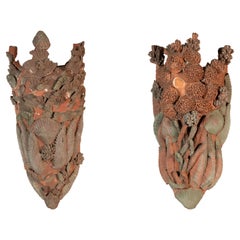 Appliques à feuillage de mer en terre cuite du XIXe siècle