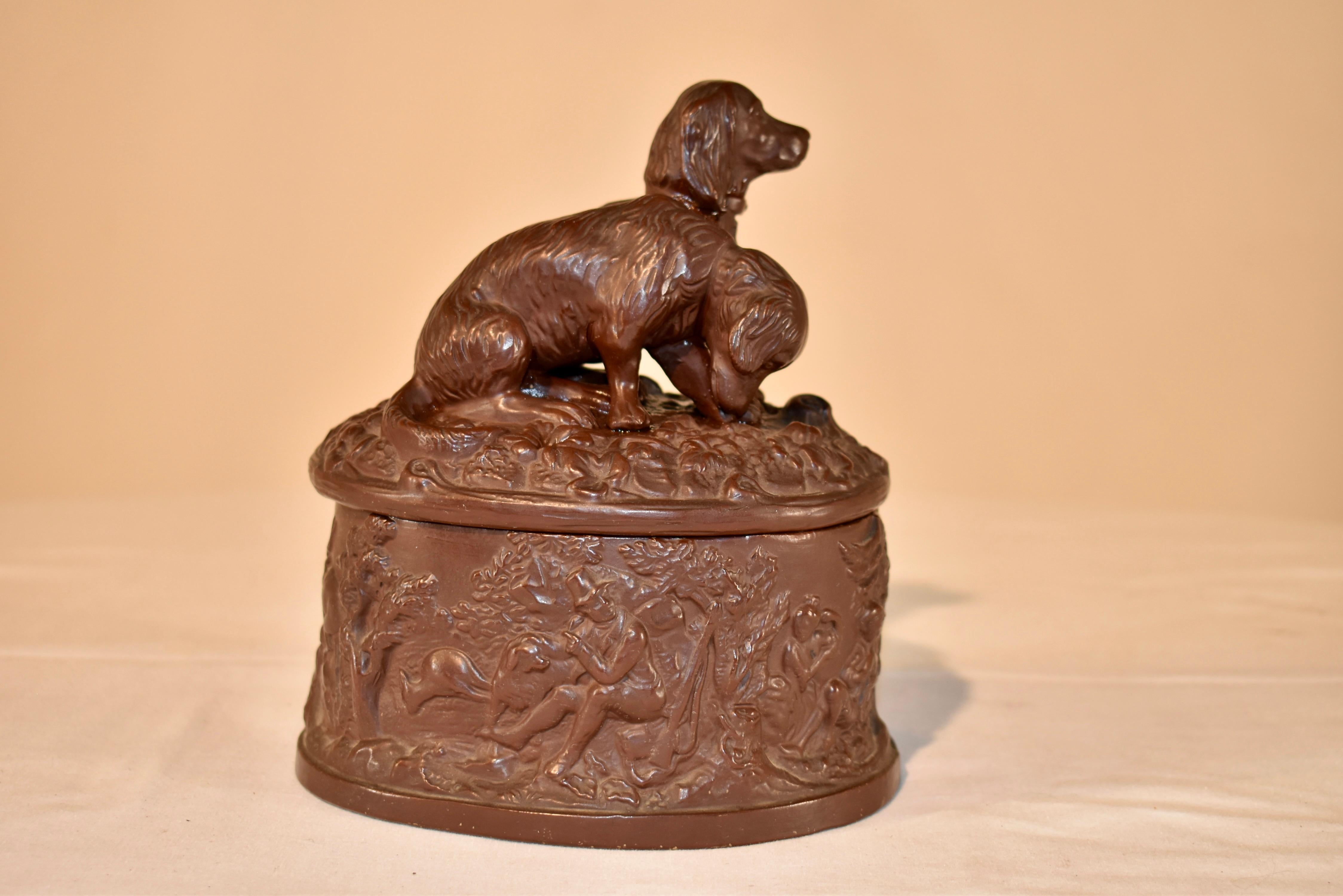 Austrian 19th Century Terracotta Box with Dogs For Sale