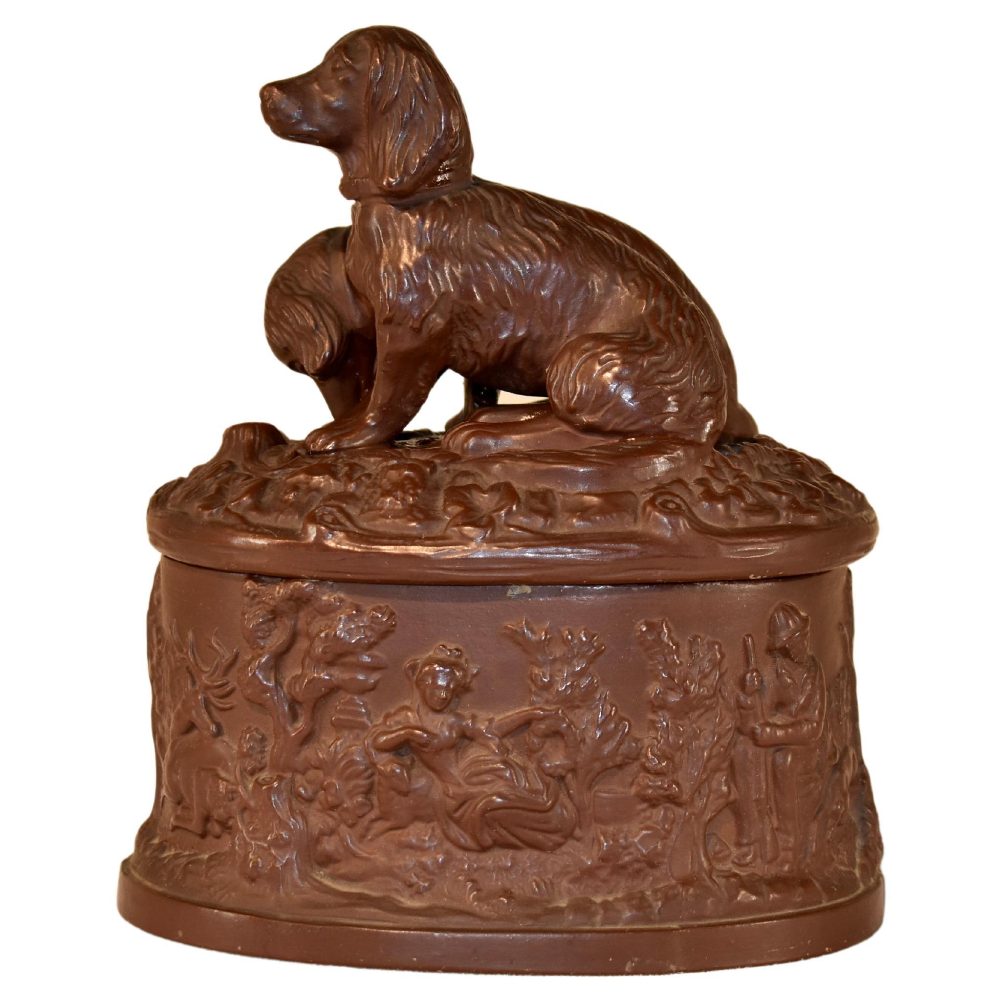 19th Century Terracotta Box with Dogs For Sale