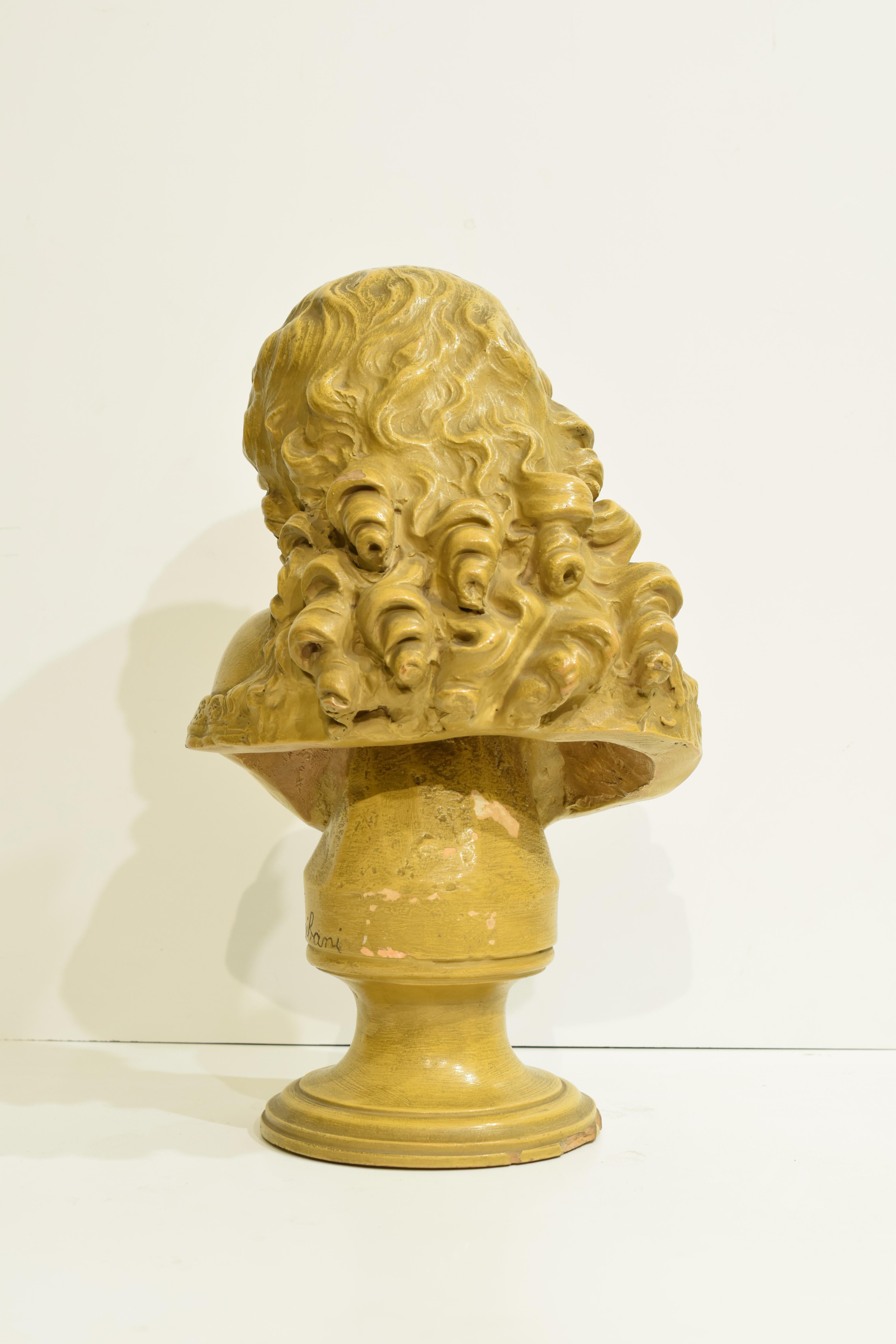 Hand-Crafted 19th Century Terracotta Bust of a Young Girl Signed by Andrea Flaibani For Sale