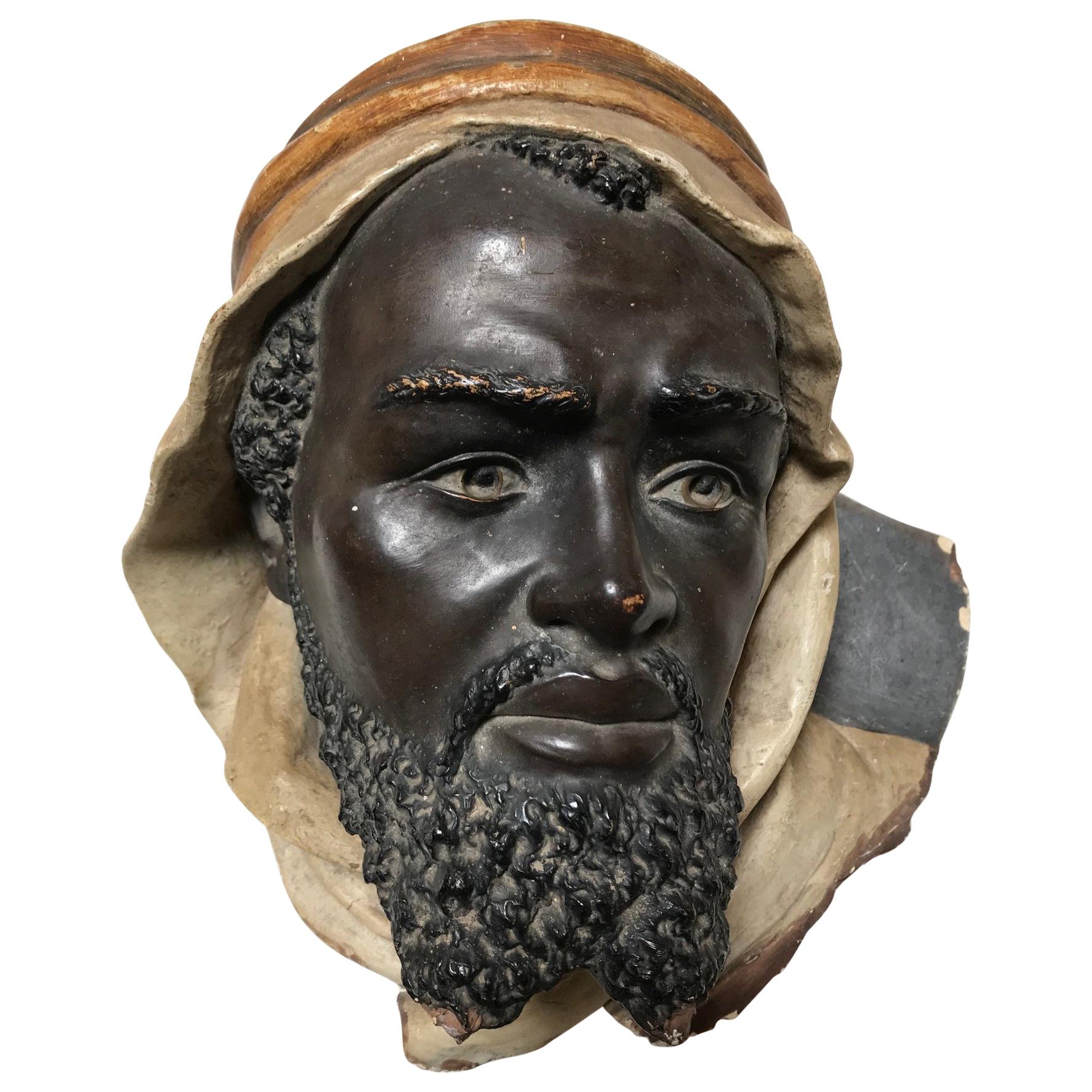 19th Century Terracotta Bust of an Arab Man For Sale