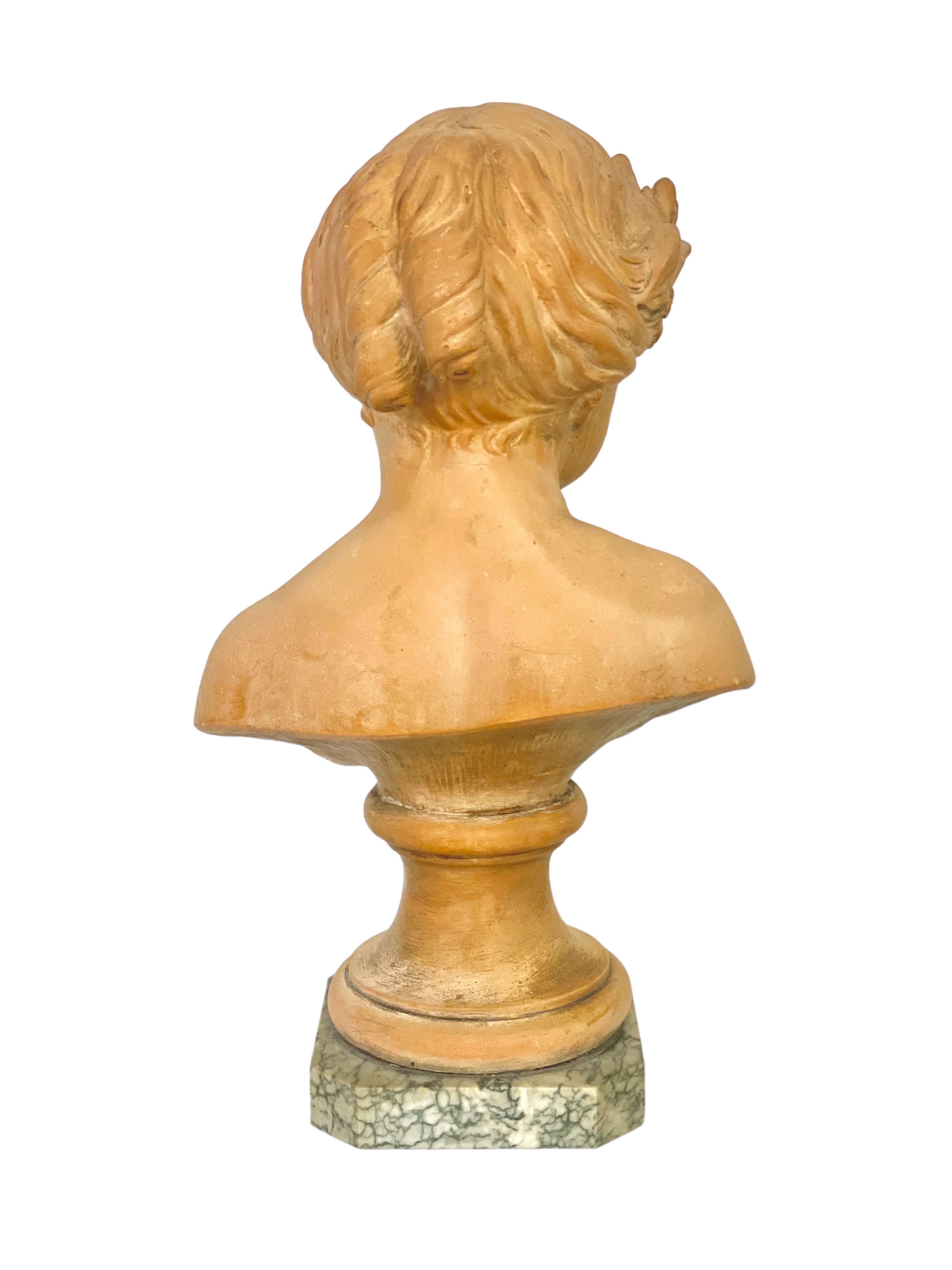 19th Century Terracotta Bust of Young Maiden in a Romantic Style For Sale 2