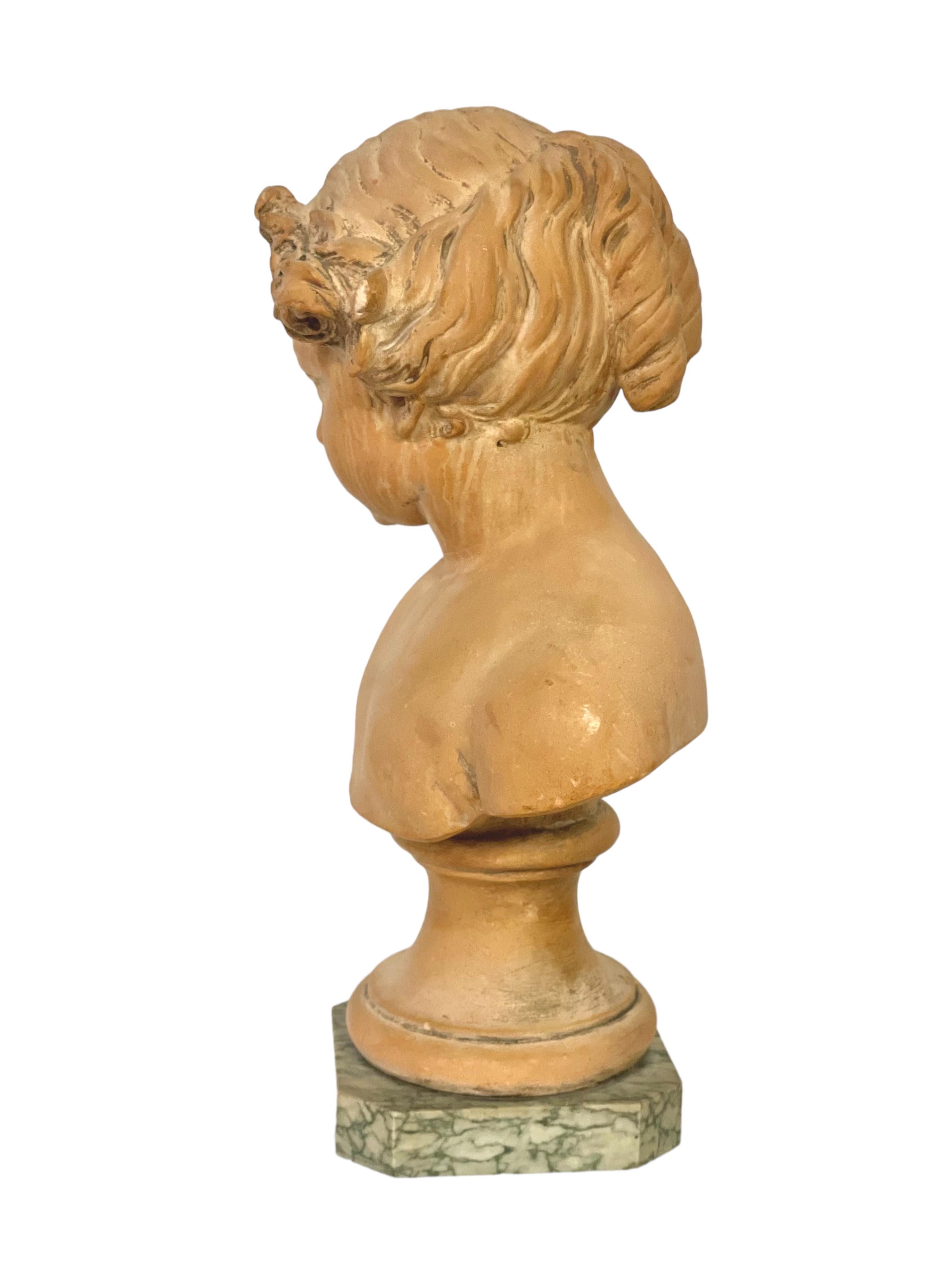 19th Century Terracotta Bust of Young Maiden in a Romantic Style For Sale 4
