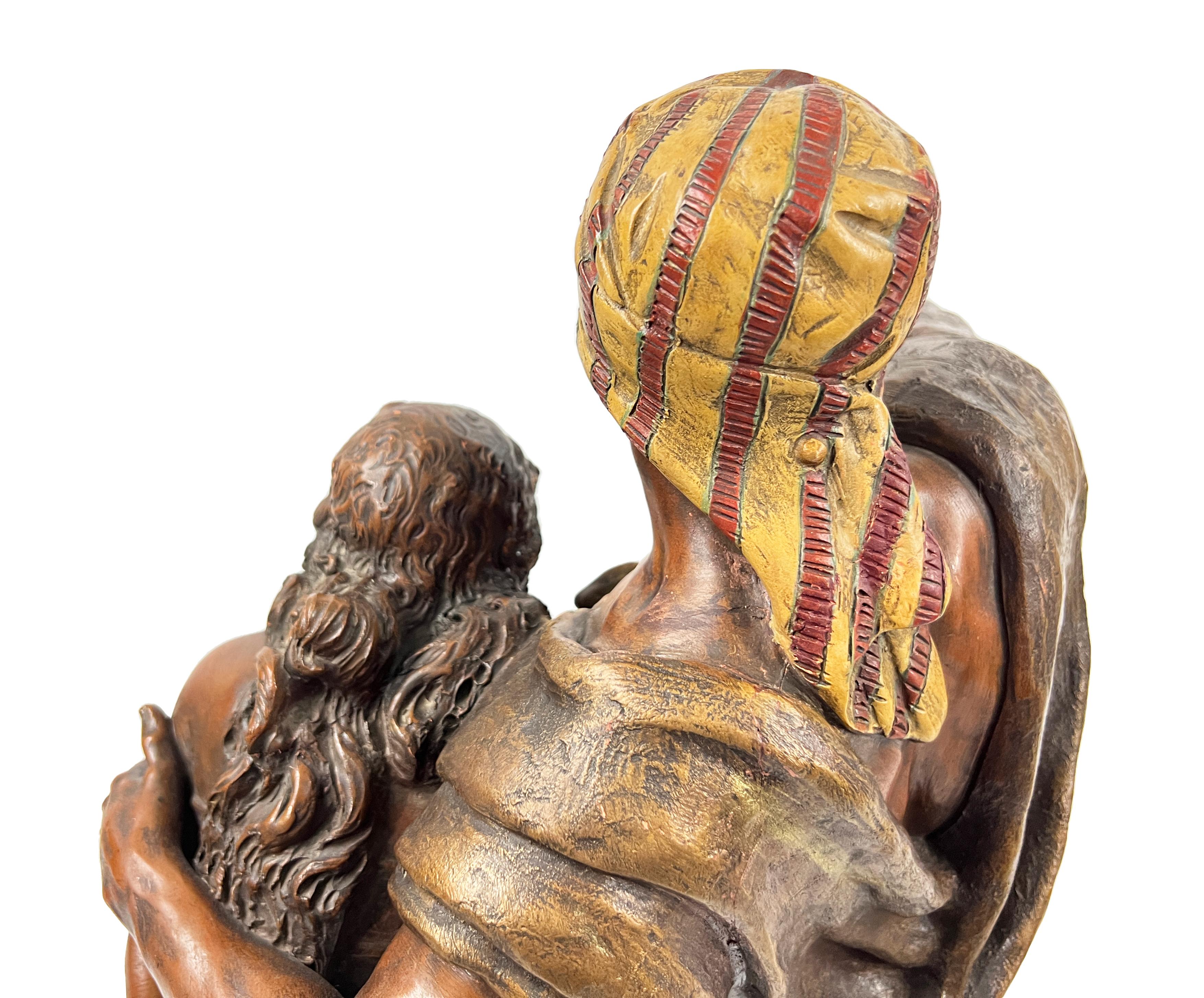 19th Century Terracotta Figure of an Oriental Lady and Arab Man, Signed H. Morea For Sale 2