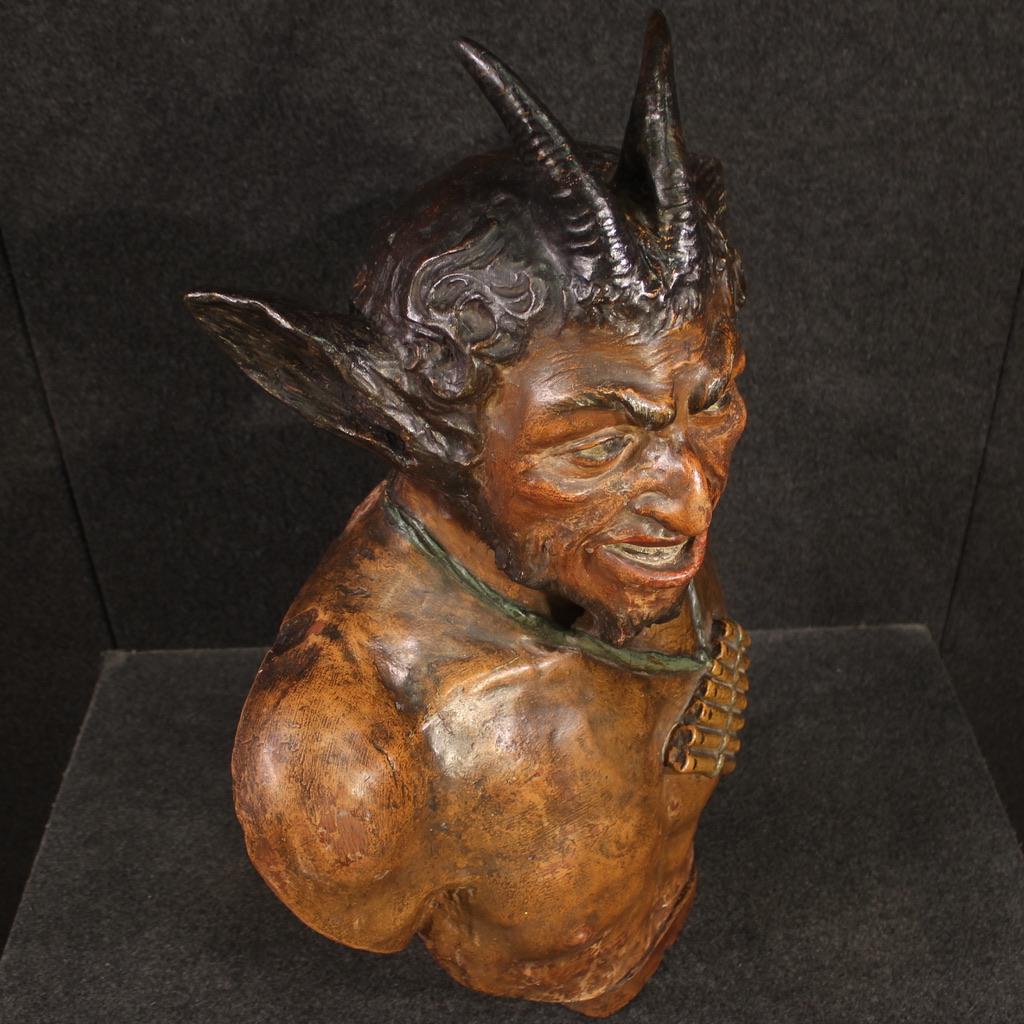 19th Century Terracotta French Antique Sculpture Faun Pan God, 1870 For Sale 5