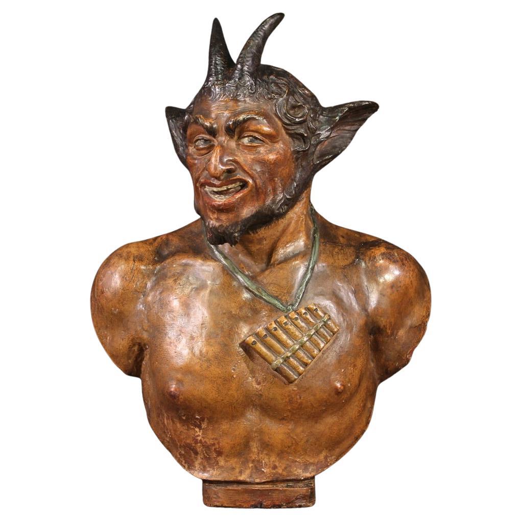 19th Century Terracotta French Antique Sculpture the God Pan, 1870