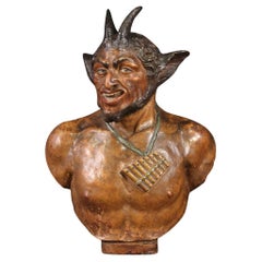 19th Century Terracotta French Antique Sculpture the God Pan, 1870