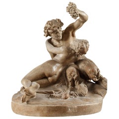 19th Century Terracotta Group Nymph and Faun
