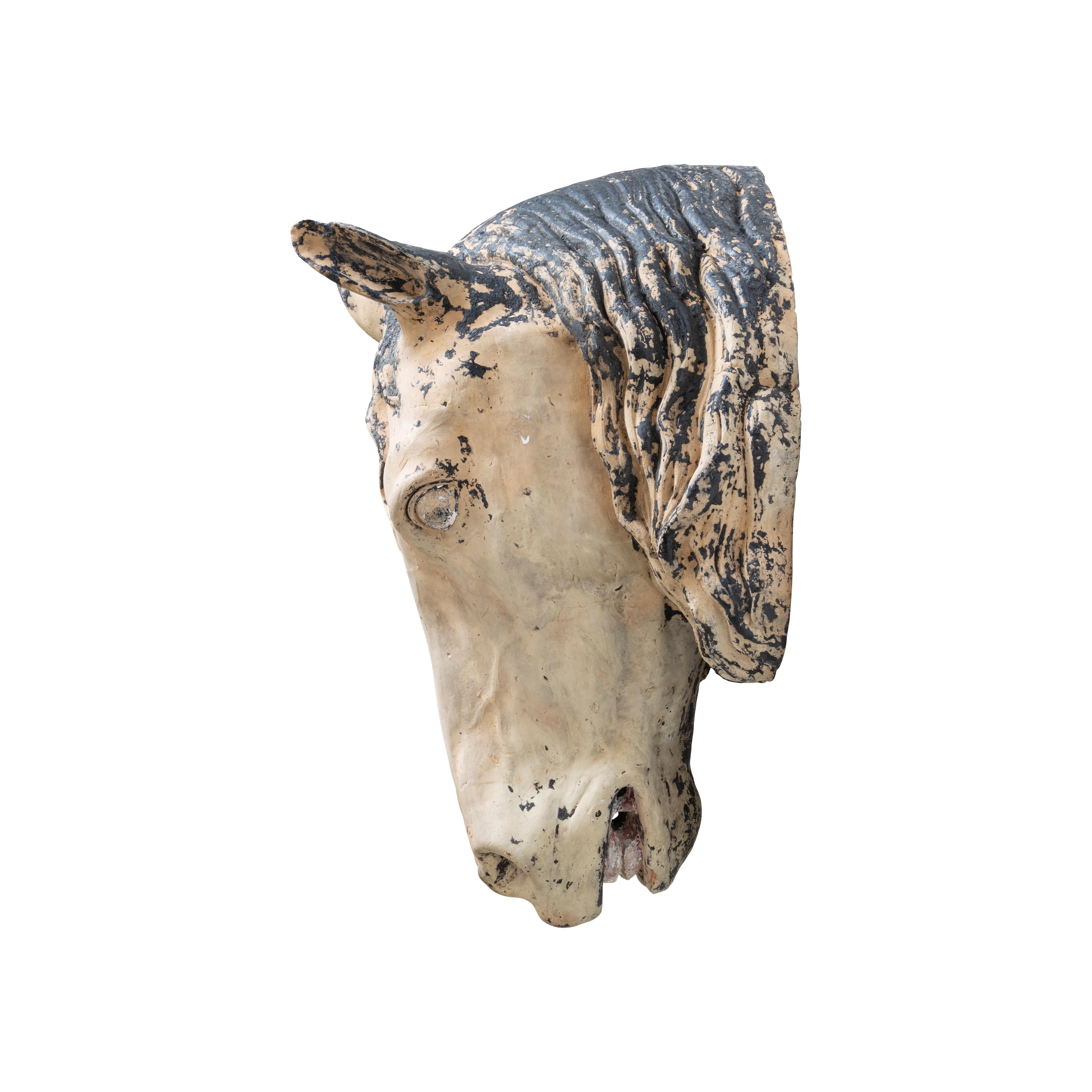 French 19th Century Terracotta Horse Head Trade Sign For Sale