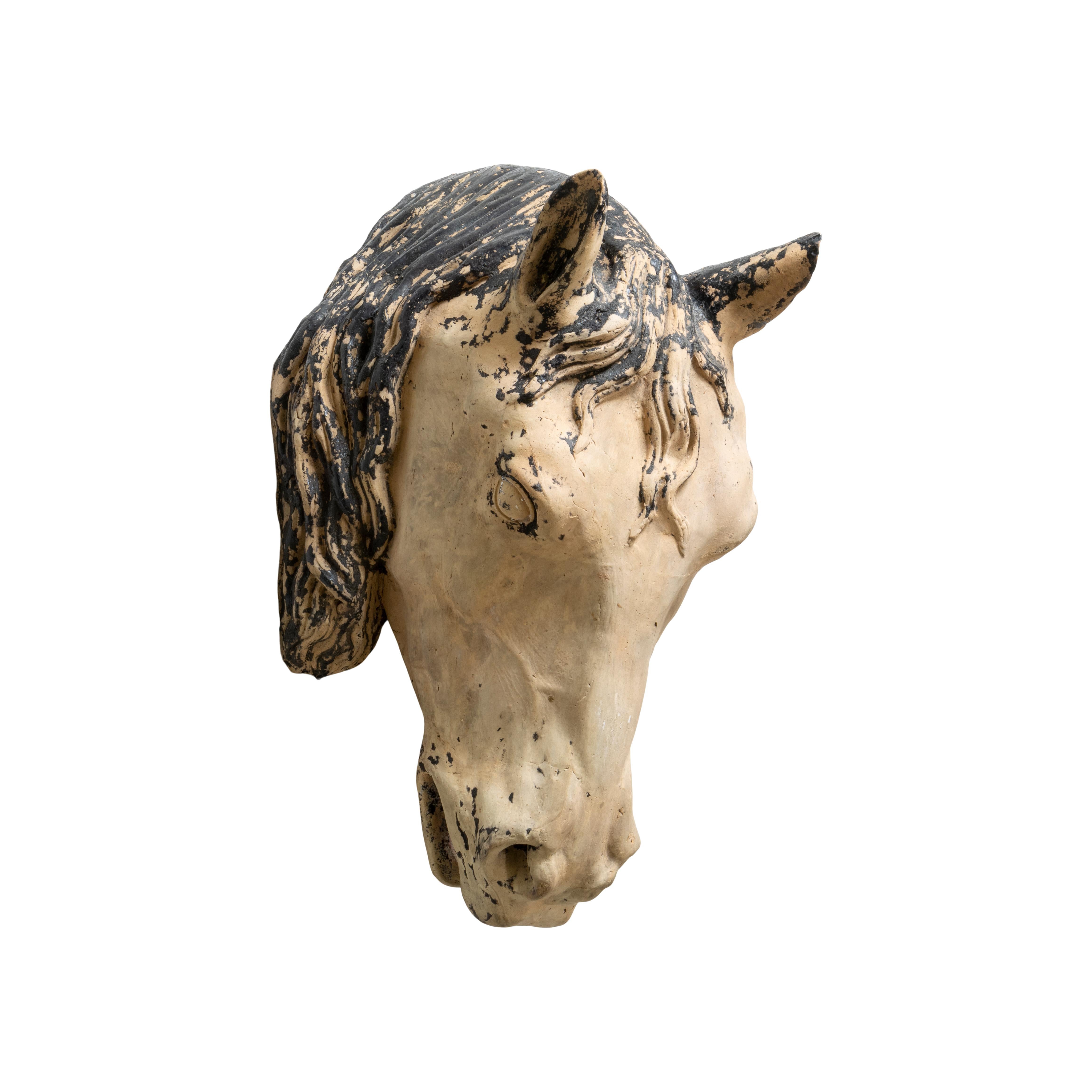 Hand-Crafted 19th Century Terracotta Horse Head Trade Sign For Sale