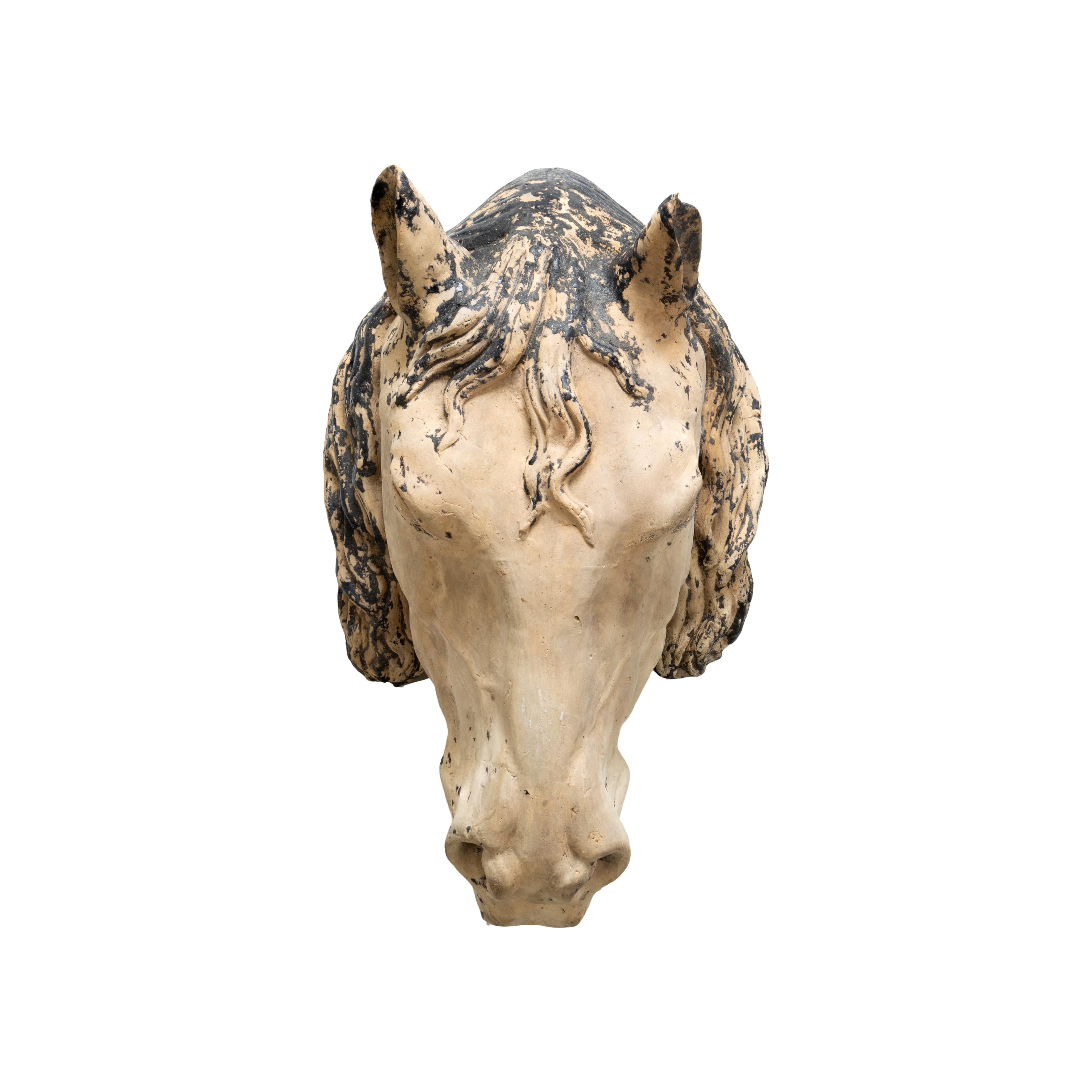 19th Century Terracotta Horse Head Trade Sign In Good Condition For Sale In Coeur d'Alene, ID