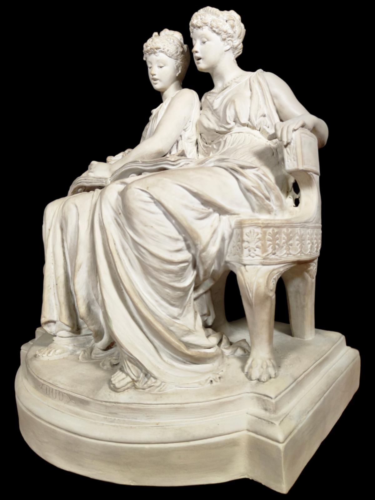 19th Century Terracotta of Greek Ladies Ed Lanteri Sculpture For Sale 7