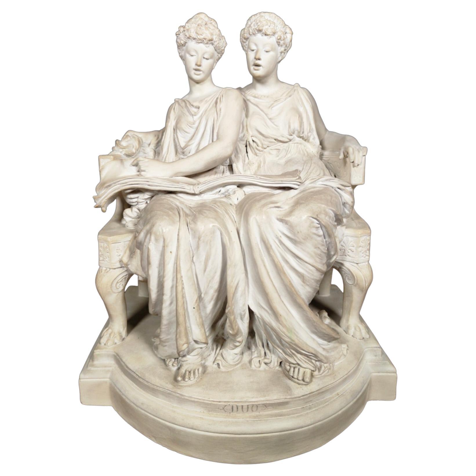 19th Century Terracotta of Greek Ladies Ed Lanteri Sculpture For Sale