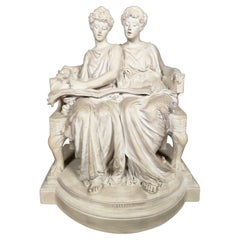 Sculpture en terre cuite du 19ème siècle représentant des femmes grecques Ed Lanteri