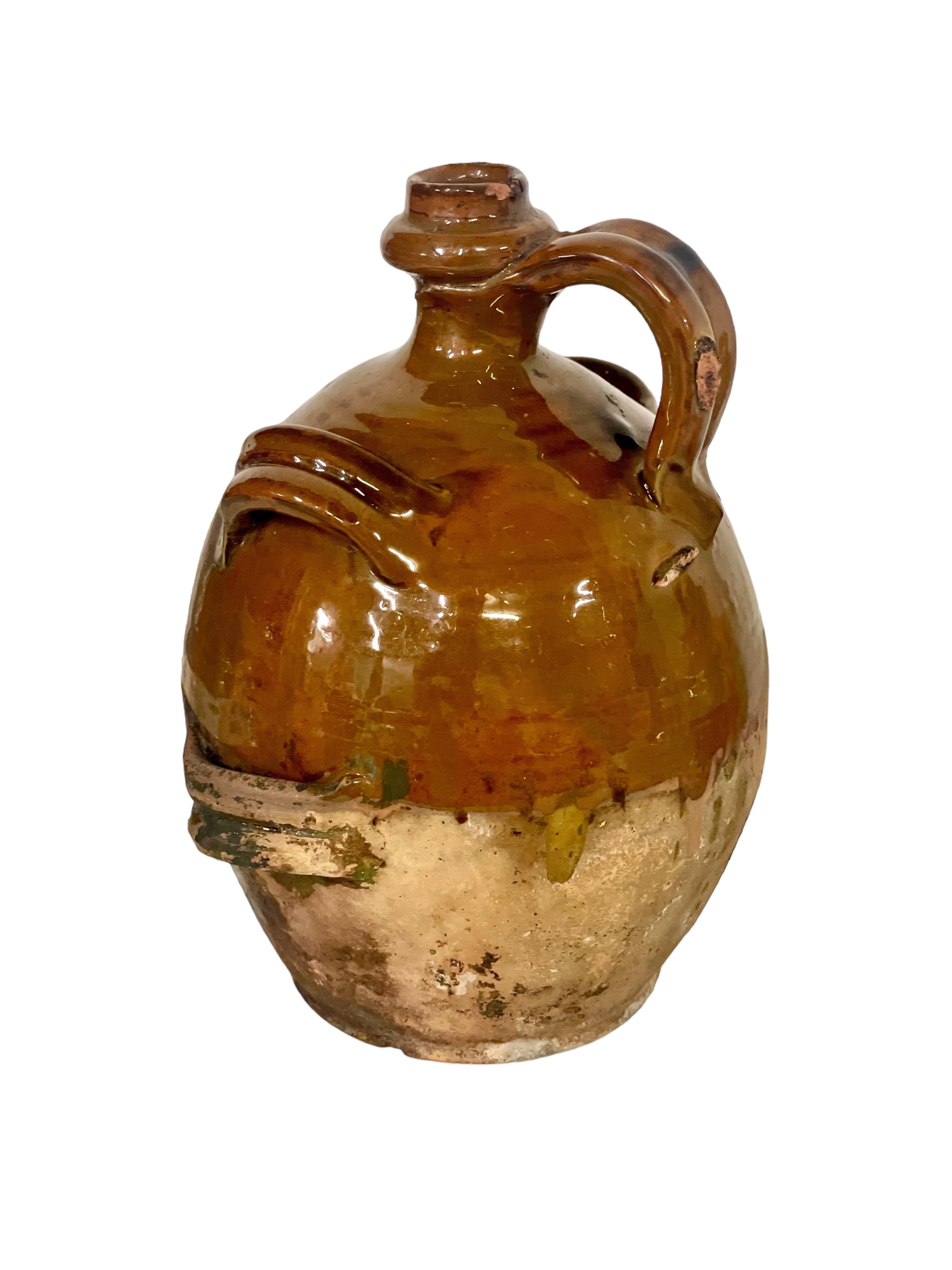 French 19th Century Terracotta Olive Oil Jar with Four Handles