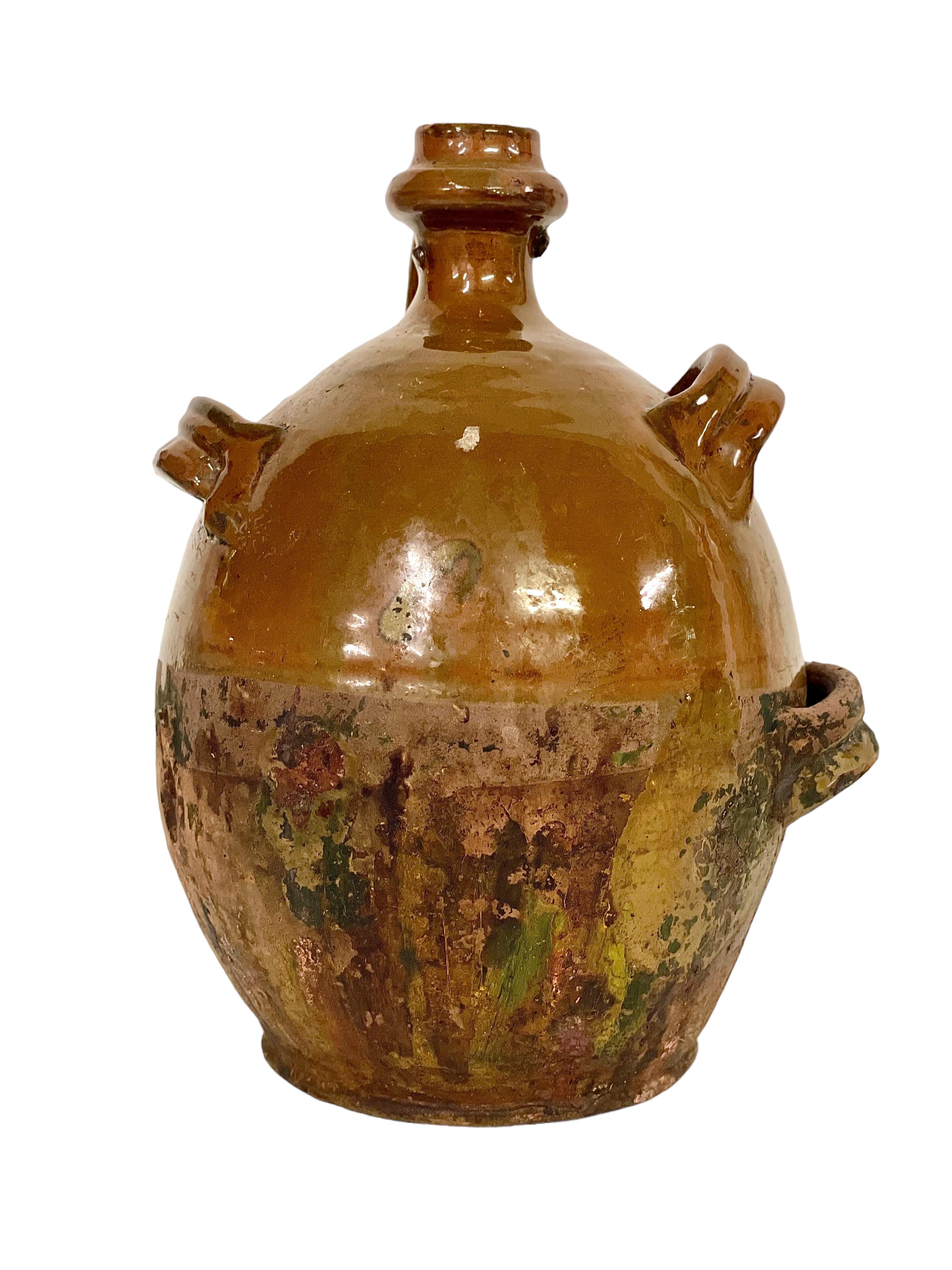 Earthenware 19th Century Terracotta Olive Oil Jar with Four Handles