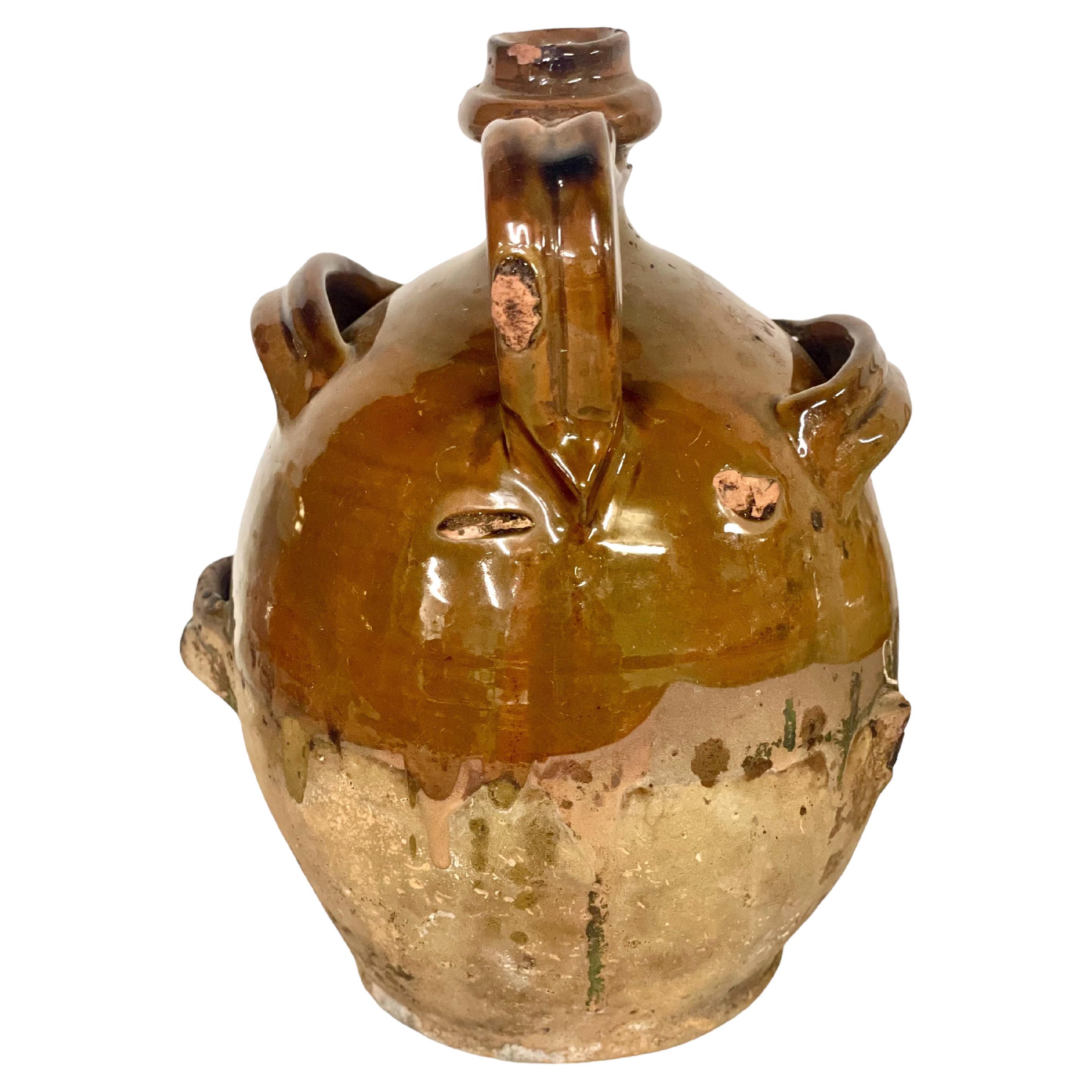 19th Century Terracotta Olive Oil Jar with Four Handles