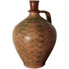 Antique Olive Oil Jug from Portugal made in Painted Terracotta 