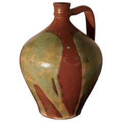 Antique 19th Century Terracotta Olive Oil Jug from Portugal