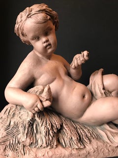 19th Century Terracotta Putto Sculpture, Albert-Ernest Carrier-Belleuse, France