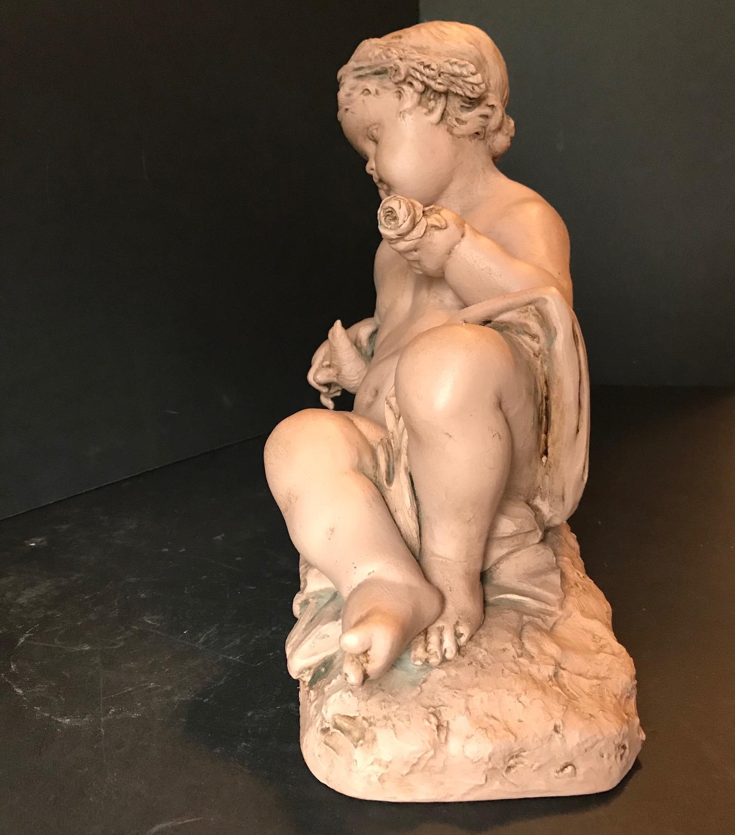 19th Century Terracotta Putto Sculpture, Albert-Ernest Carrier-Belleuse, France For Sale 3