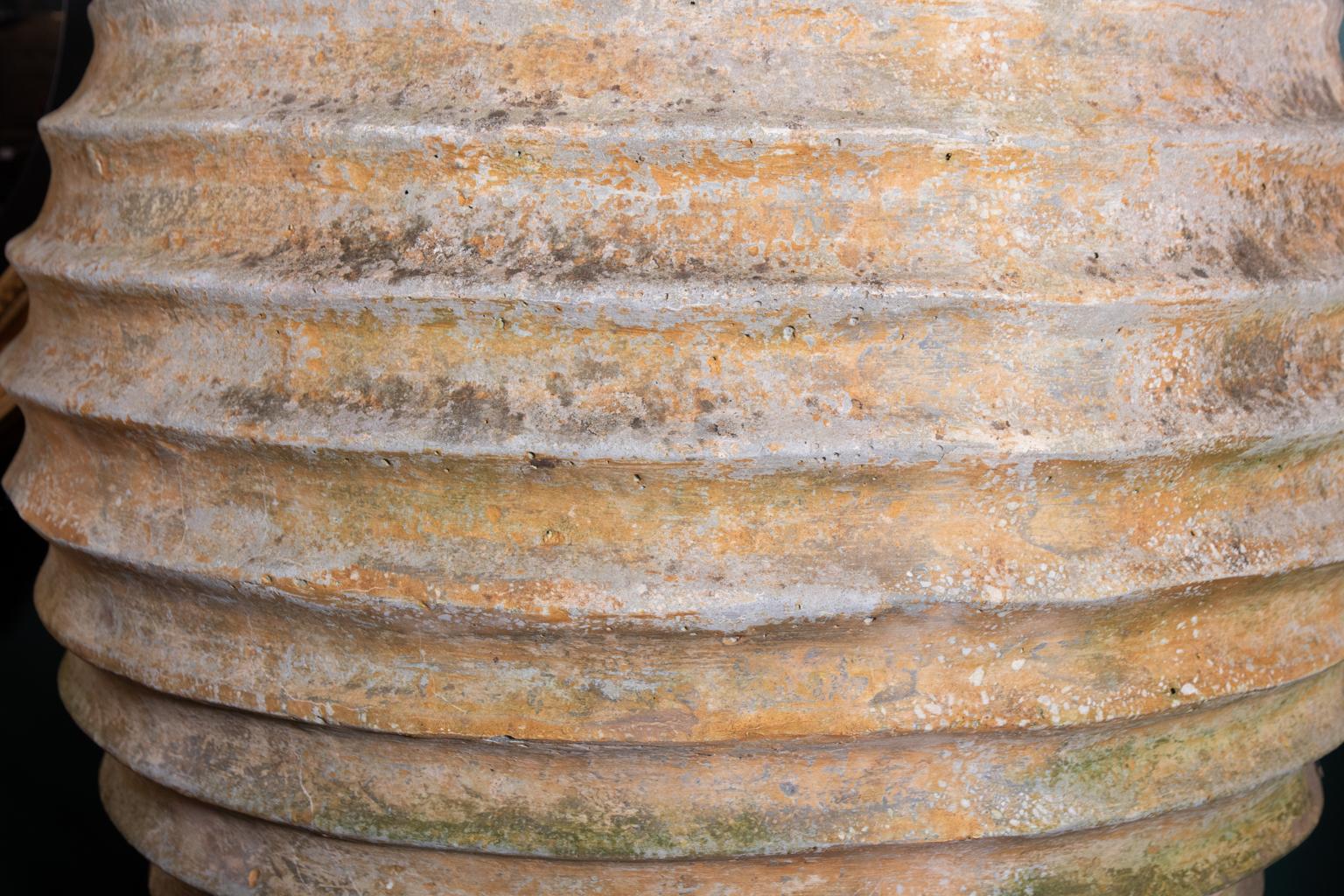 19th Century Terracotta Ribbed Olive Jars In Good Condition In Stamford, CT