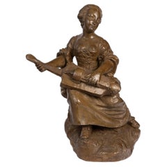 19th Century Terracotta Sculpture From The Napoleon III Era Of a Young Woman.