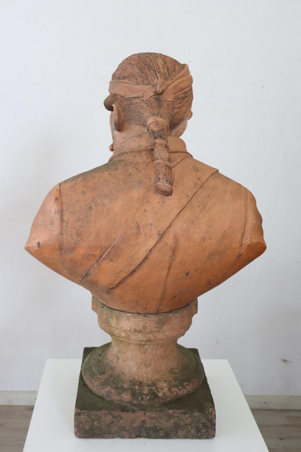 19th Century Terracotta Sculpture Portrait of Pietro Micca Brave Italian Soldier 8
