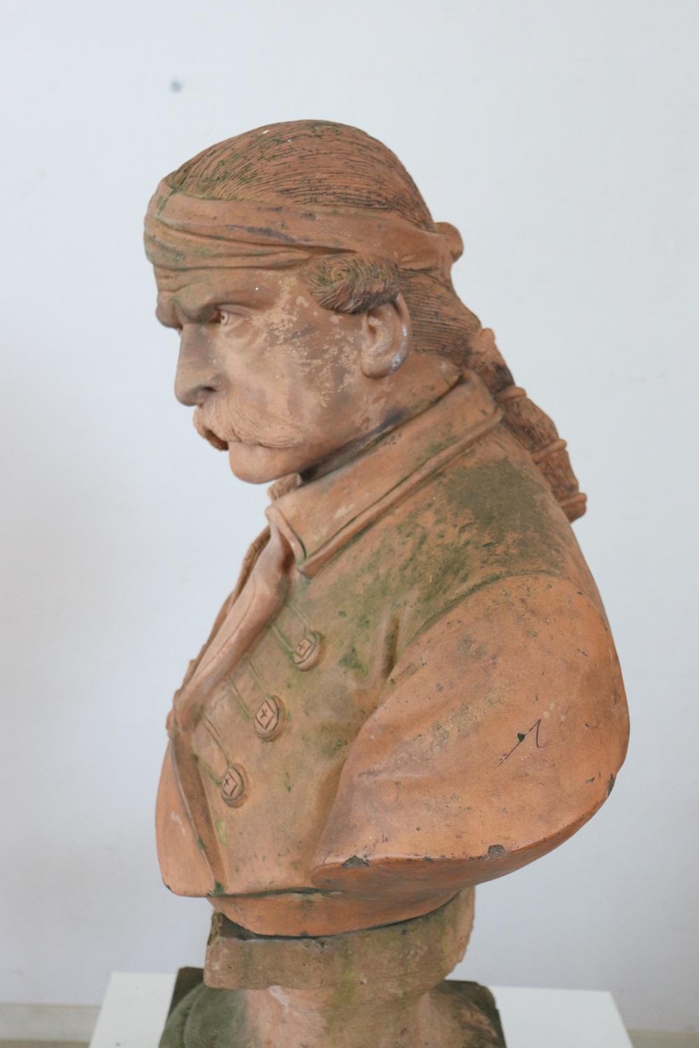 19th Century Terracotta Sculpture Portrait of Pietro Micca Brave Italian Soldier 9