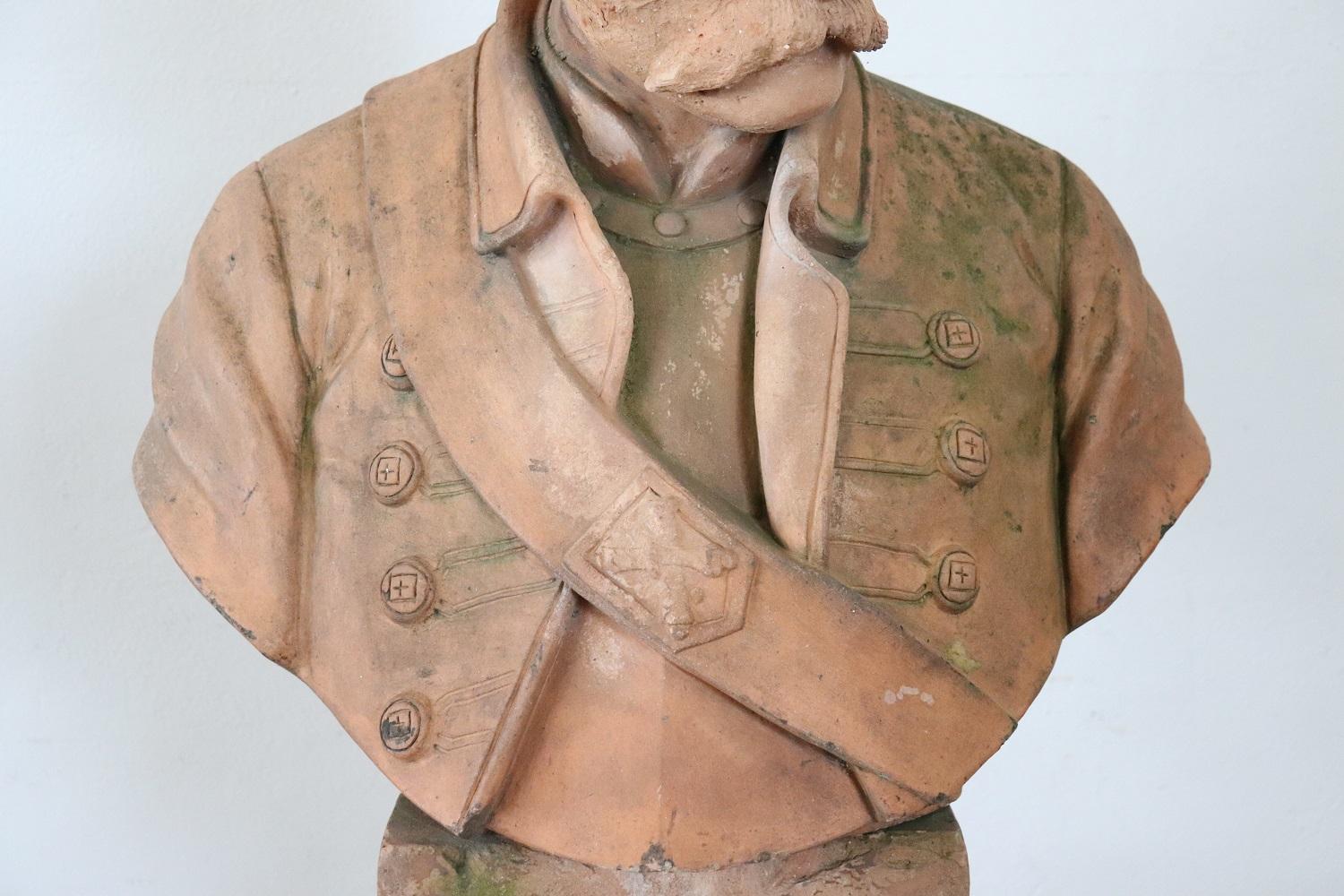 19th Century Terracotta Sculpture Portrait of Pietro Micca Brave Italian Soldier 2
