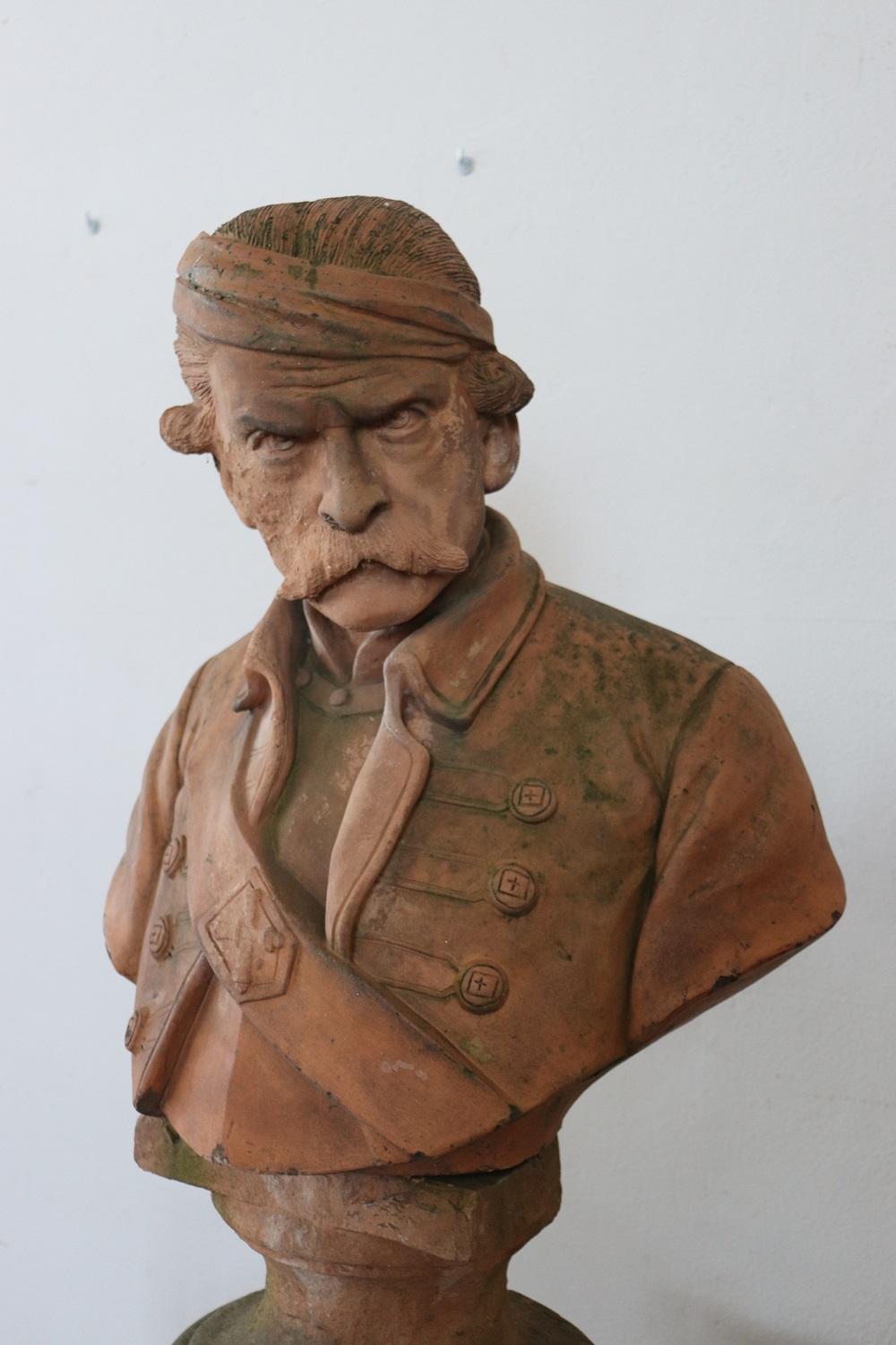 19th Century Terracotta Sculpture Portrait of Pietro Micca Brave Italian Soldier 4