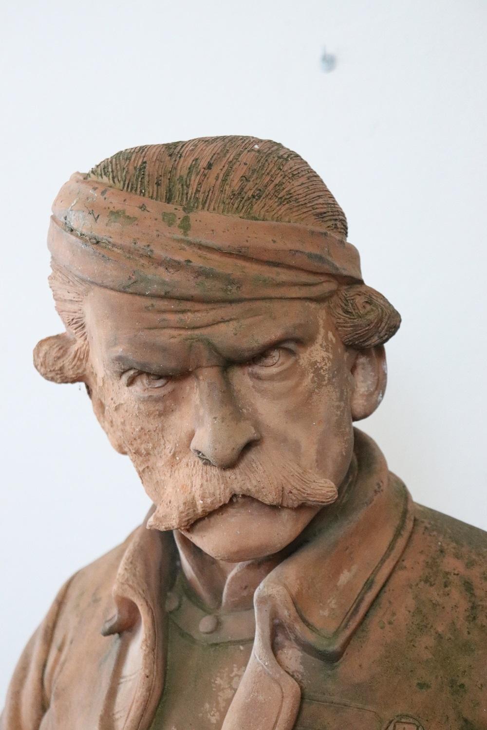 19th Century Terracotta Sculpture Portrait of Pietro Micca Brave Italian Soldier 5