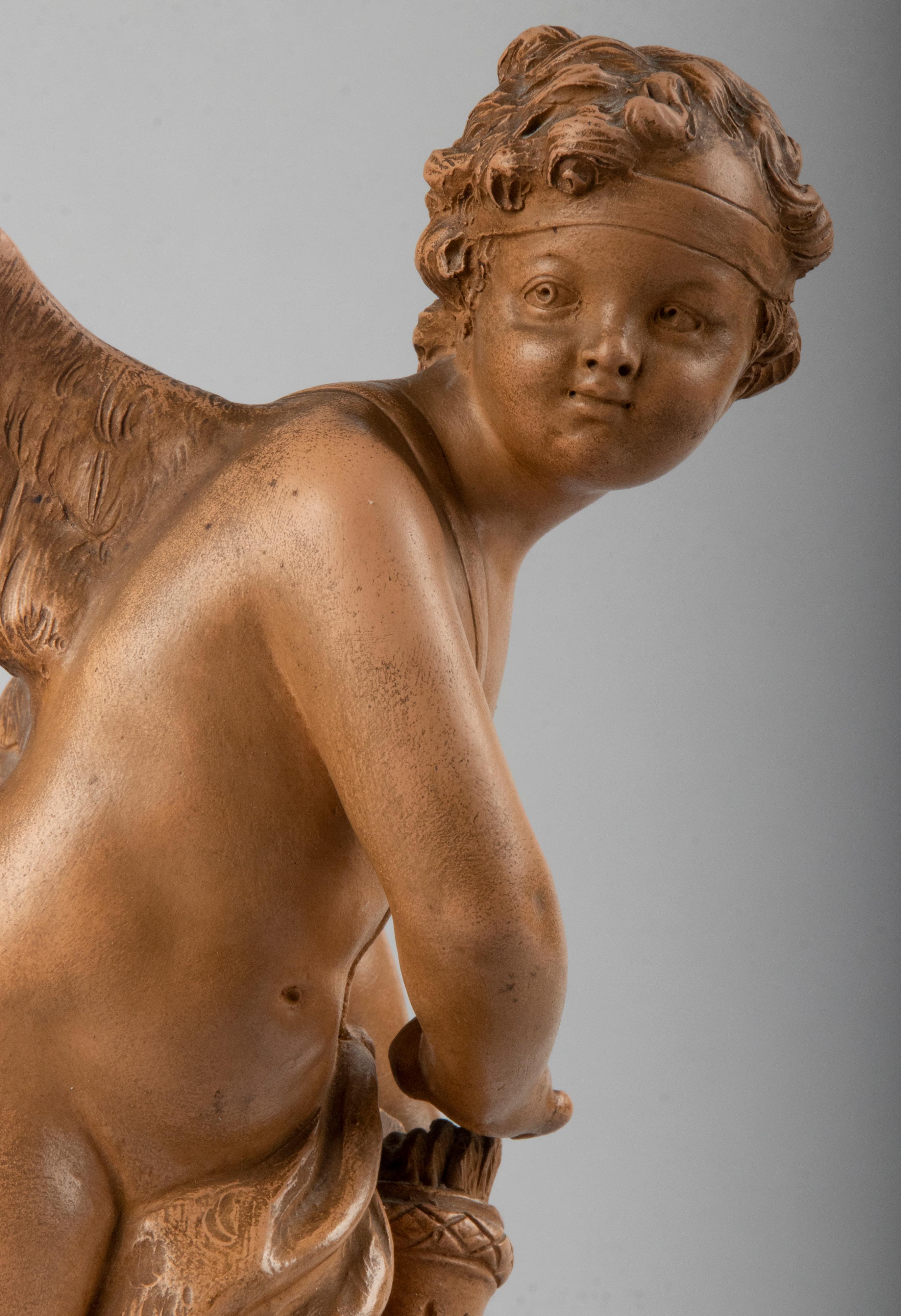 19th Century Terracotta Statue 'Cupido Taking an Arrow' After Etienne Falconet For Sale 10