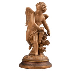19th Century Terracotta Statue 'Cupido Taking an Arrow' After Etienne Falconet