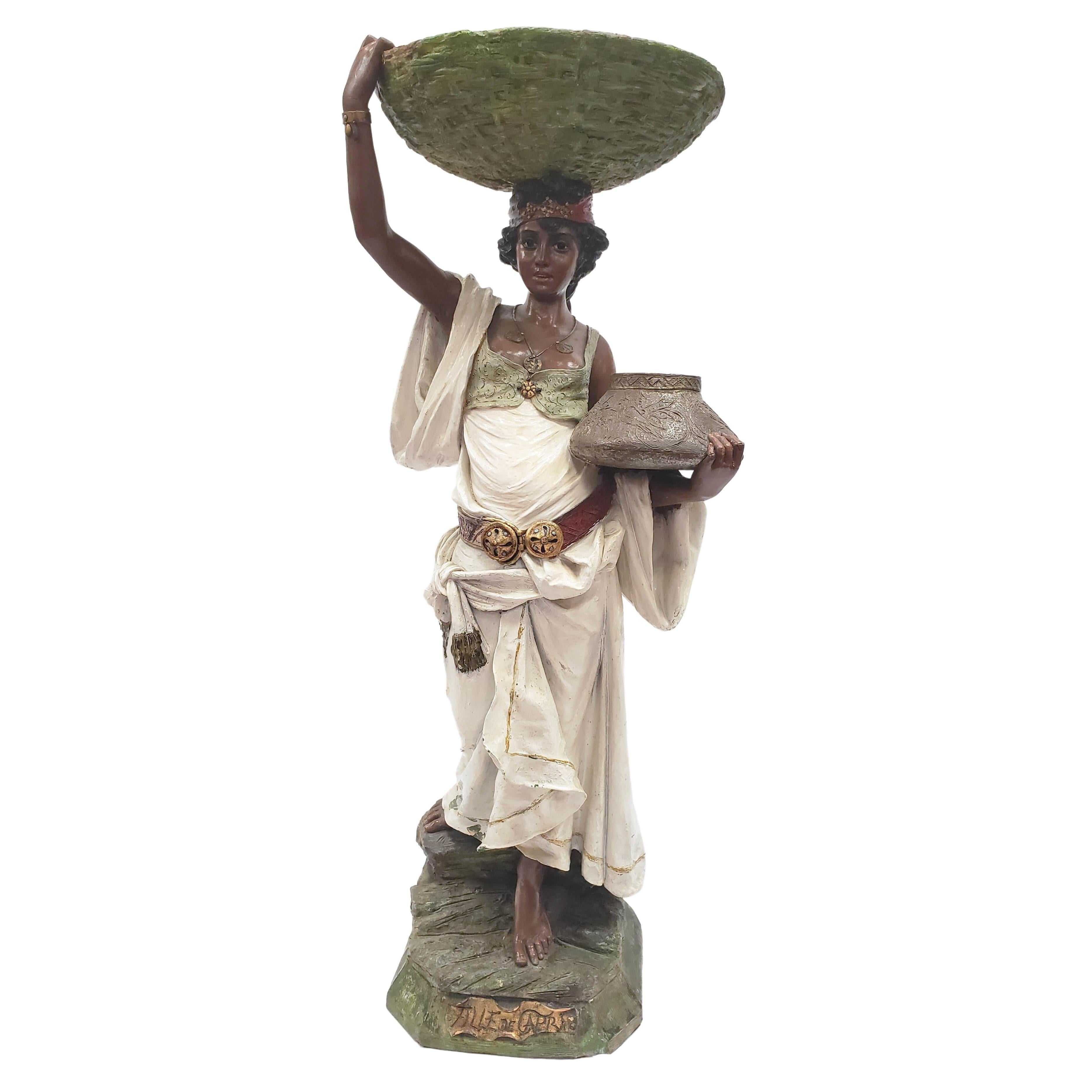 19th Century Terracotta Uriela Statue, Titled "Fille de Capri" For Sale