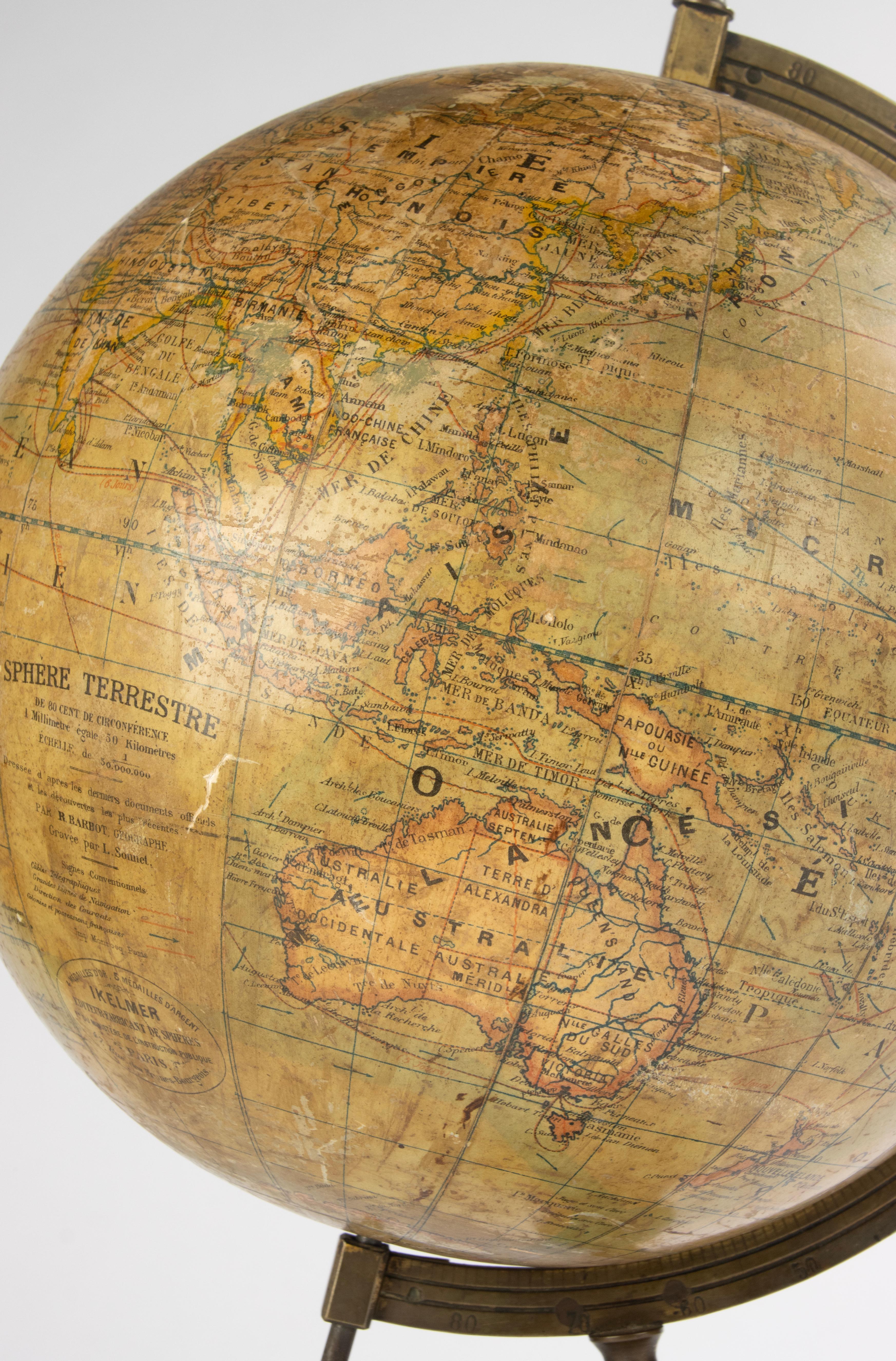 Terrestrial Globe des 19. Jahrhunderts – von Ikelmer Paris im Angebot 9