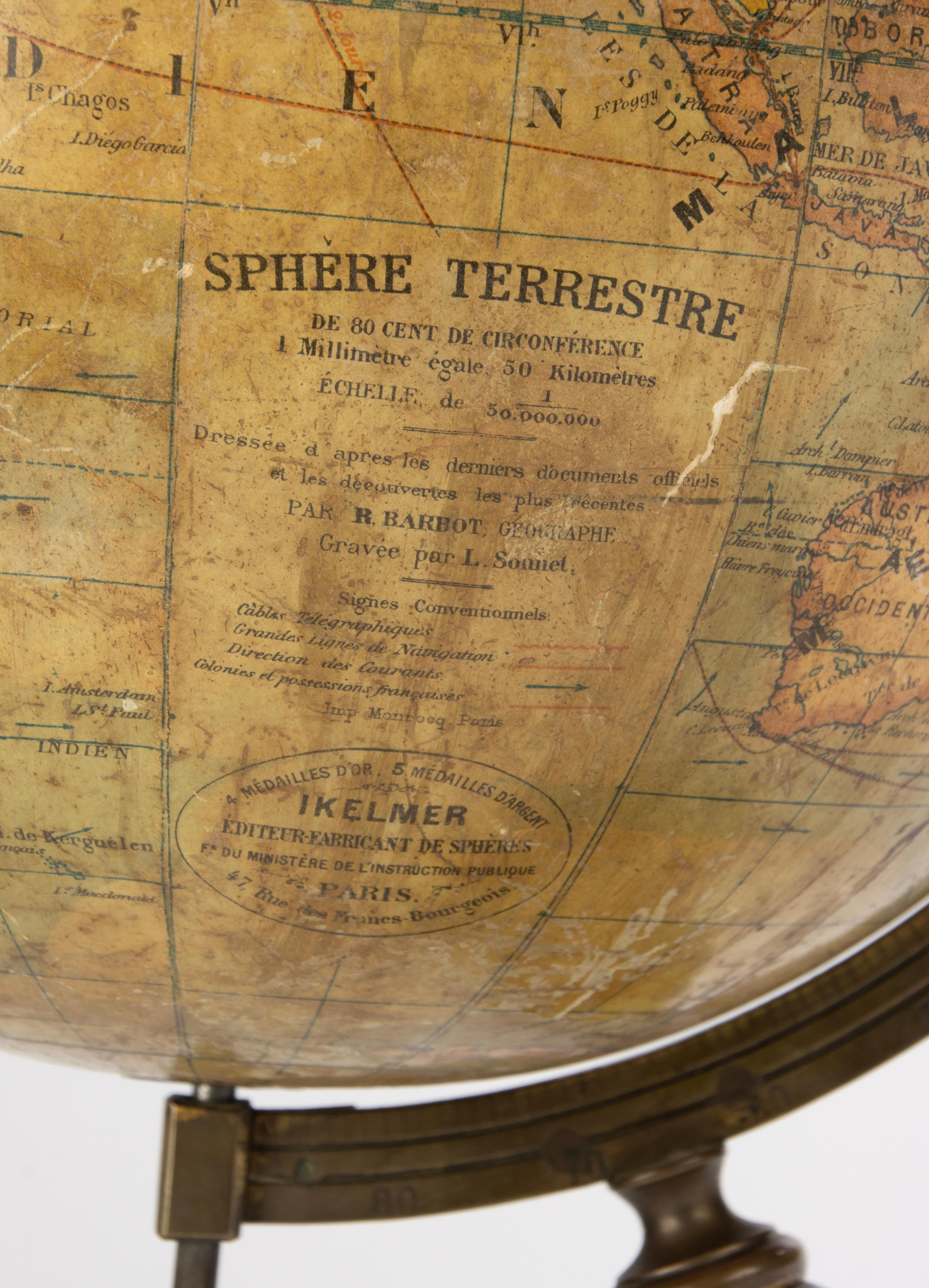 Terrestrial Globe des 19. Jahrhunderts – von Ikelmer Paris im Angebot 1