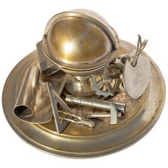 19th Century Terrestrial Inkwell Representing Arts and Science